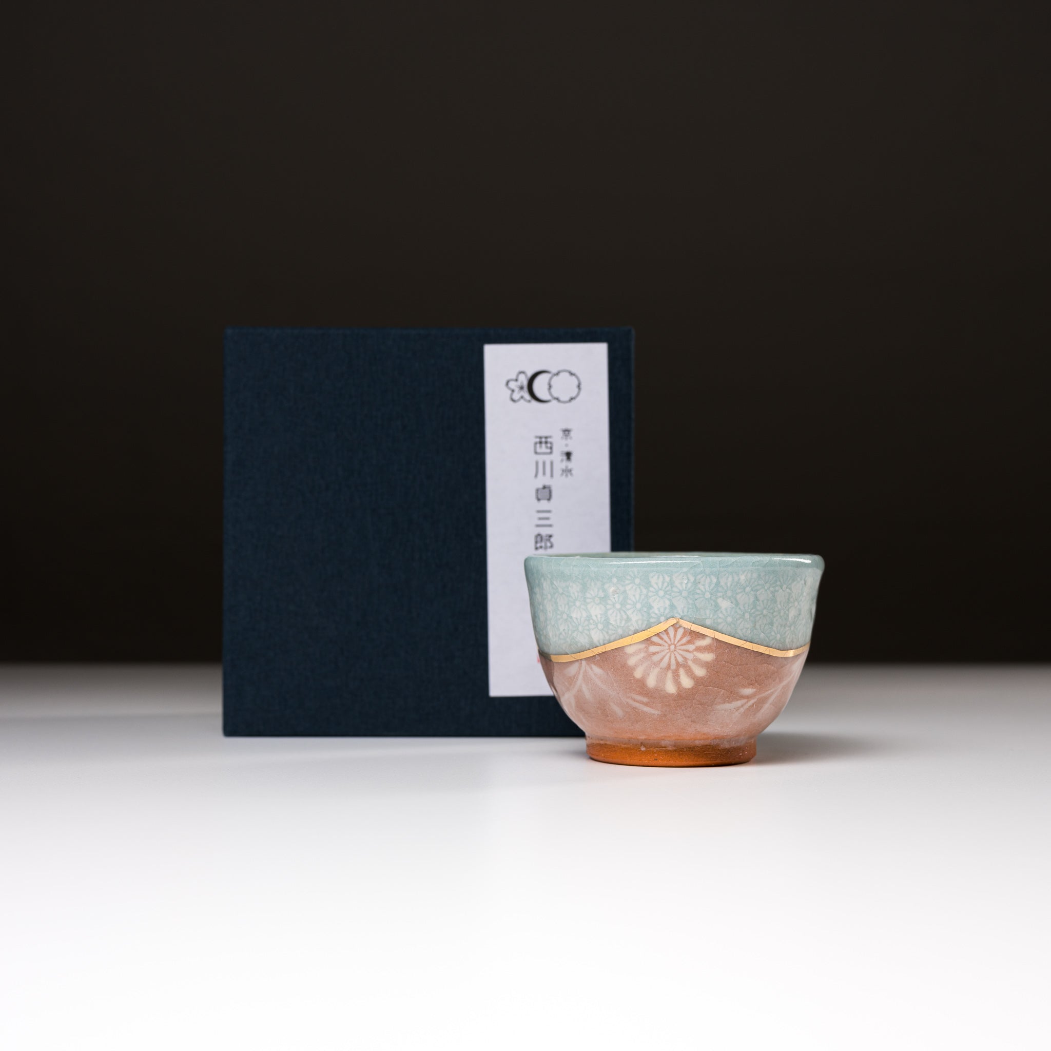 Handmade Kyo Kiyomizu Ware Kumidashi Tea Cup - Traditional Japanese Karakusa Blue Ceramic Teacup for Matcha, Sencha & Green Tea | Perfect for Tea Ceremonies, Home Decor & Gift Giving