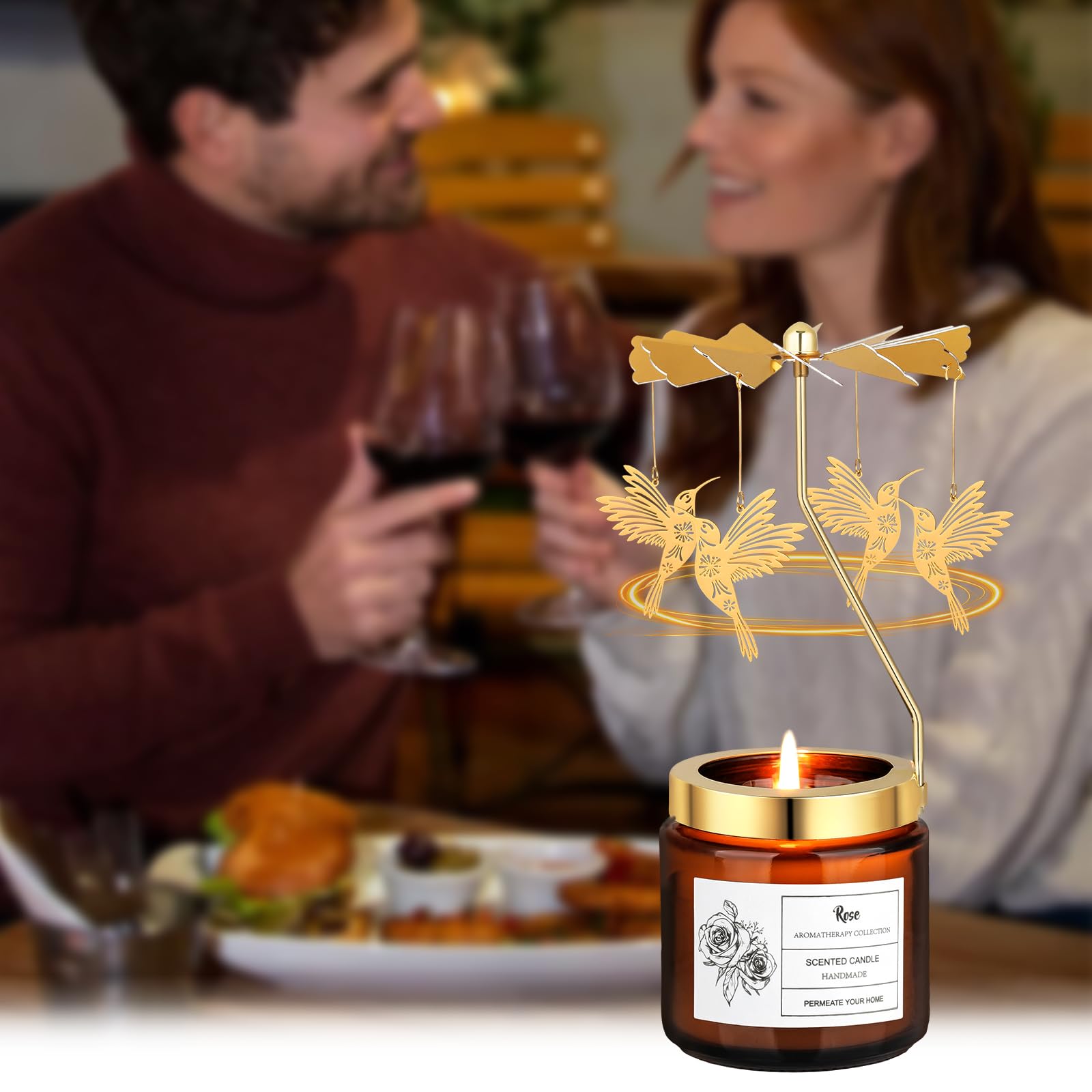 Hummingbird Scented Rotating Candle - Unique Birthday, Valentine's Day & Mother's Day Gift for Women - Romantic Anniversary Present from Daughter, Son or Sister - Perfect for Home Decor, Relaxation & Special Occasions