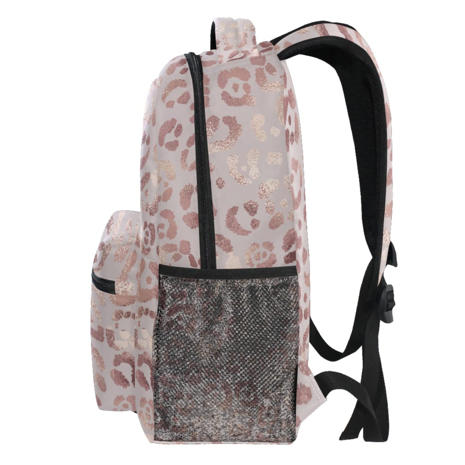 Stylish Rose Gold Leopard Print Laptop Backpack for College Students & Professionals - Durable School Bookbag with iPad/Tablet Compartment - Perfect for Travel, Work & Campus Life (One Size Fits All)