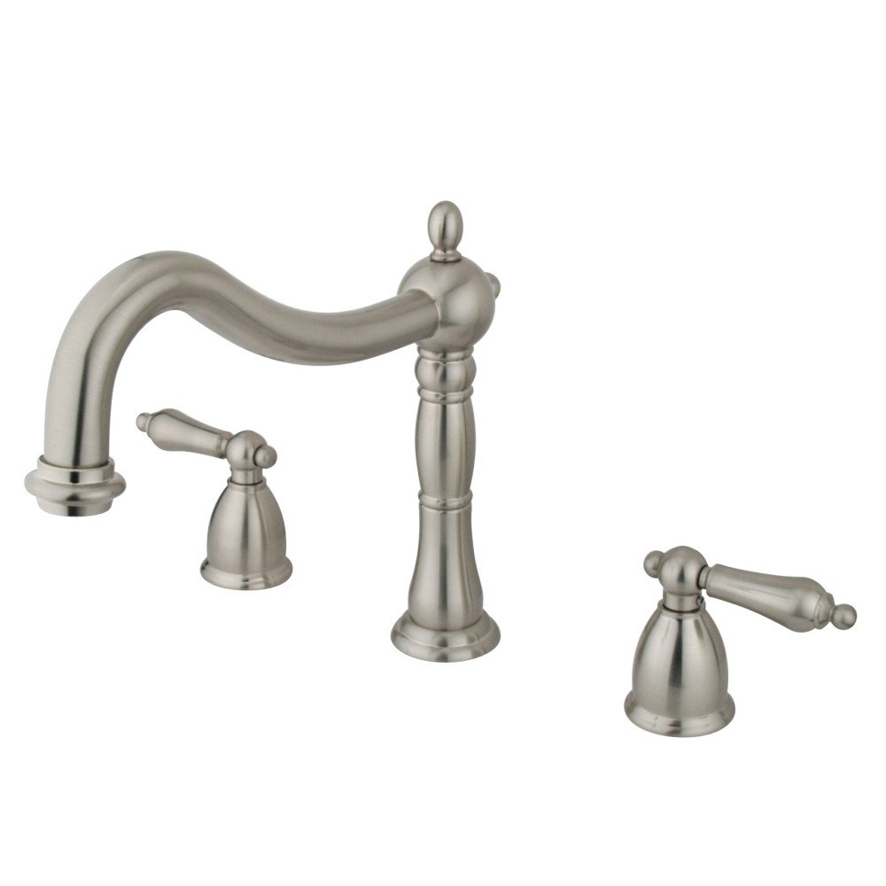 Kingston Brass KS1348AL Heritage Roman Tub Filler with Metal Lever Handle in Brushed Nickel - Perfect for Vintage Bathroom Renovations and Luxury Spa Retreats
