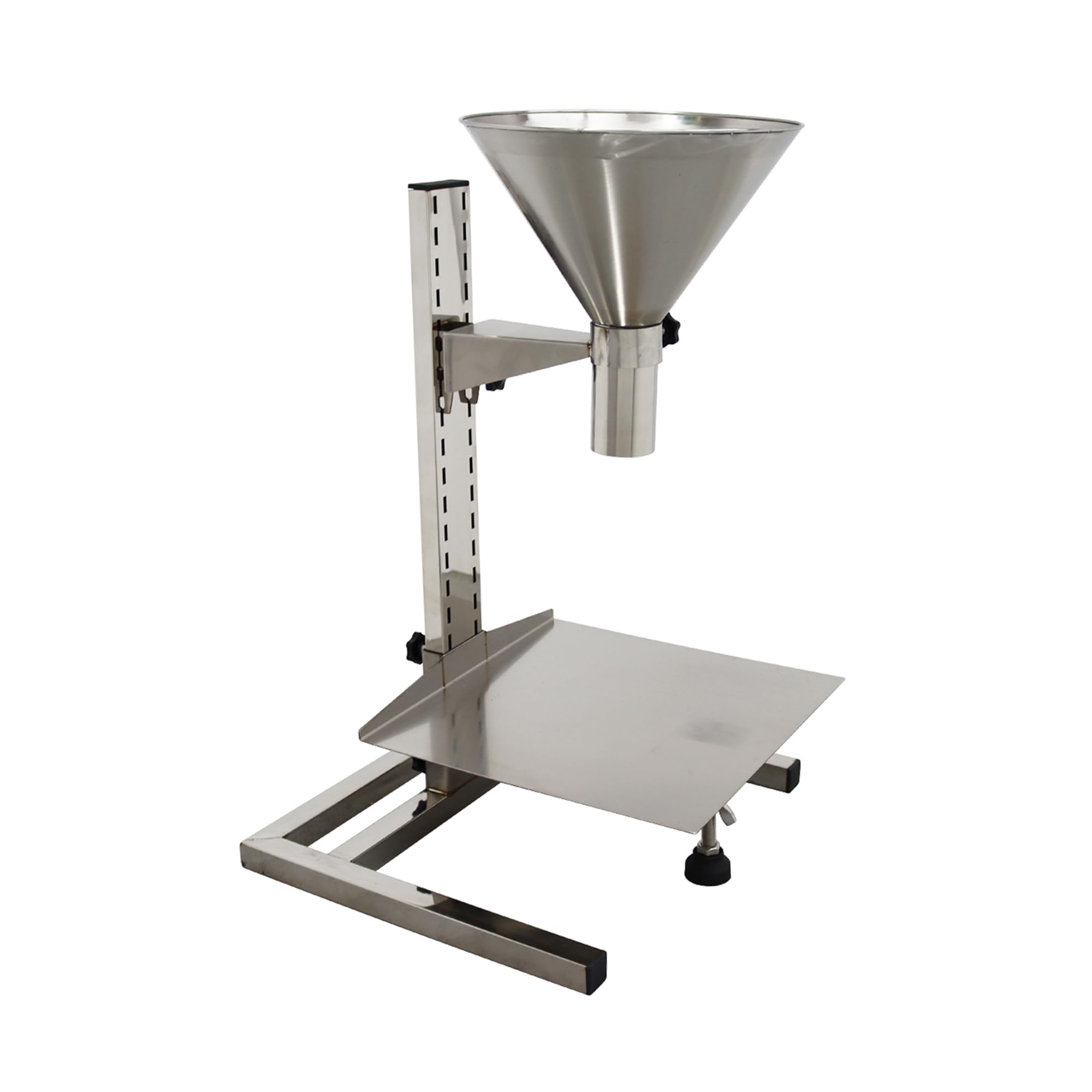 Premium Stainless Steel Feeding Hopper with Adjustable Support Stand - Manual Filling Funnel for Grains, Seeds & Pet Food - 5.5 Inch Wide Base - Perfect for Farm, Bakery & Home Kitchen Use