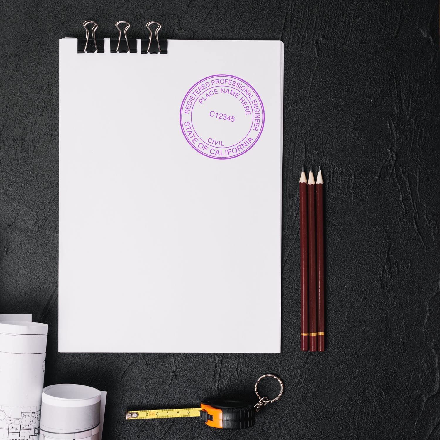 Premium Wood Handle California PE Seal Stamp, 1-5/8