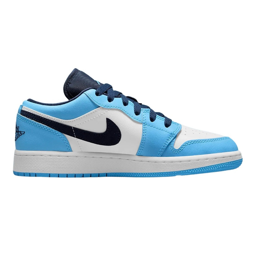 Air Jordan 1 Low GS UNC University Blue White Sneakers 2021 - Kids Basketball Shoes for School, Sports & Casual Wear