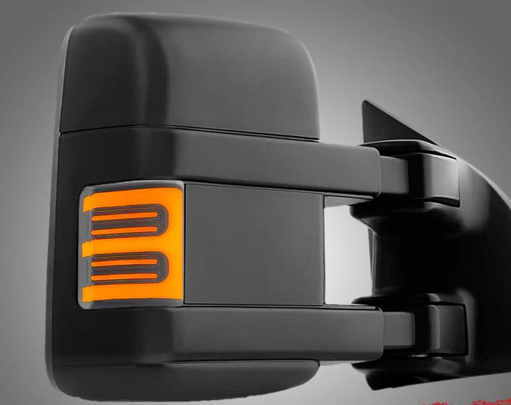 Ford 08-16 Super Duty F250/F350 Side Mirror Lenses (2-Piece Set) - Ultra Bright White/Amber Running Lights & Amber Turn Signals - Smoked/Clear Lens - Upgrade for Night Driving & Enhanced Visibility