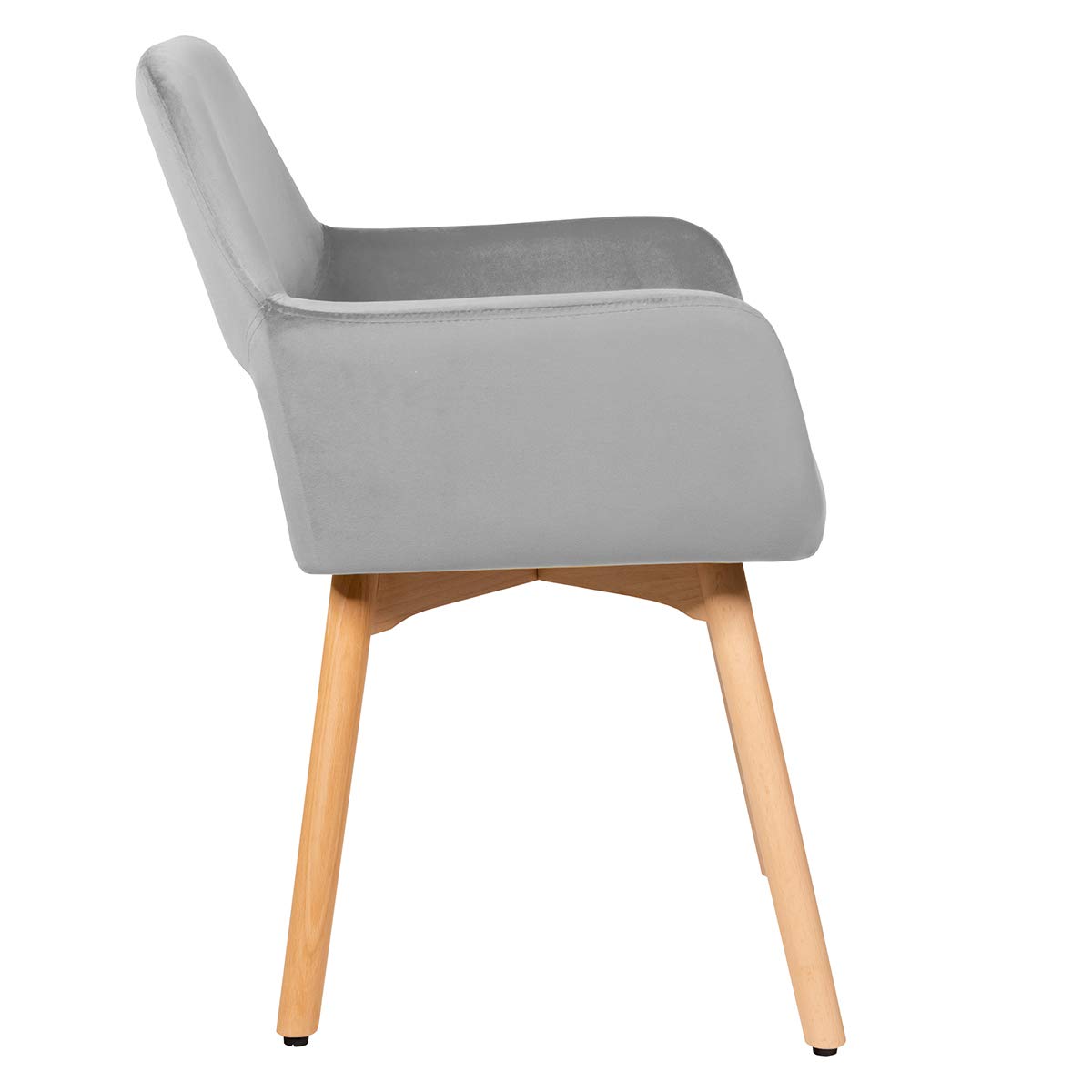 Giantex Set of 2 Velvet Dining Chairs with Wood Legs - Modern Accent Chairs for Living Room, Bedroom & Dining Room - Non-Slip Foot Pads & X-Shaped Support - Comfortable Cute Armchair (Light Grey) - Perfect for Small Spaces, Apartments & Home Decor