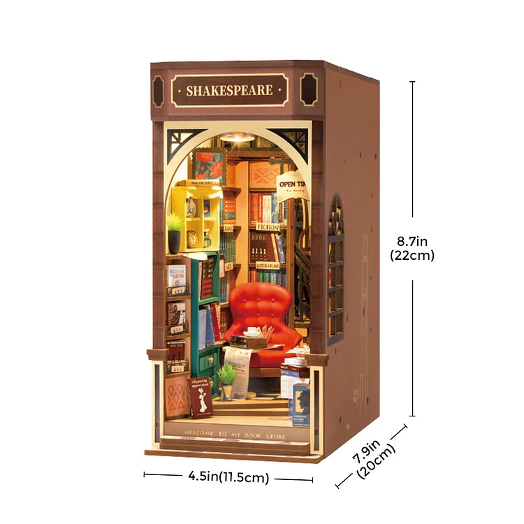 DIY Book Nook Kit - Miniature Bookstore Model for Bookshelf Decor | Creative Craft Project for Book Lovers & Home Decoration