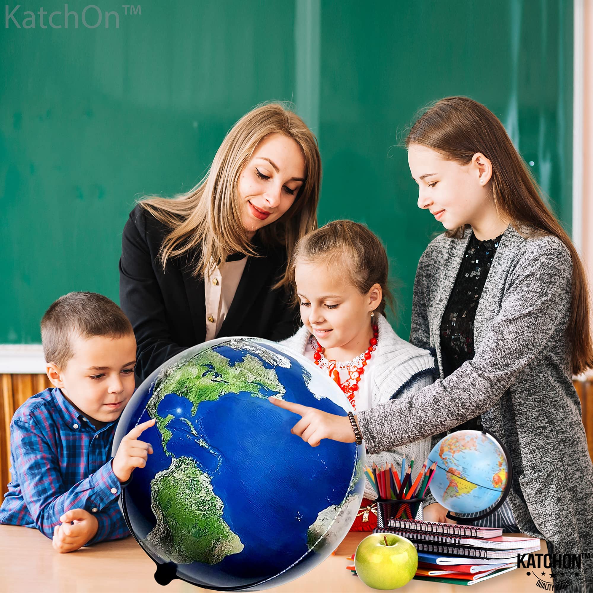 22 Inch Large Earth Bubble Balloons - Pack of 6 | 360 Degree Transparent World Map Globe Balloons for Earth Day Decorations, Birthday Parties, Baby Showers & Classroom Learning Activities