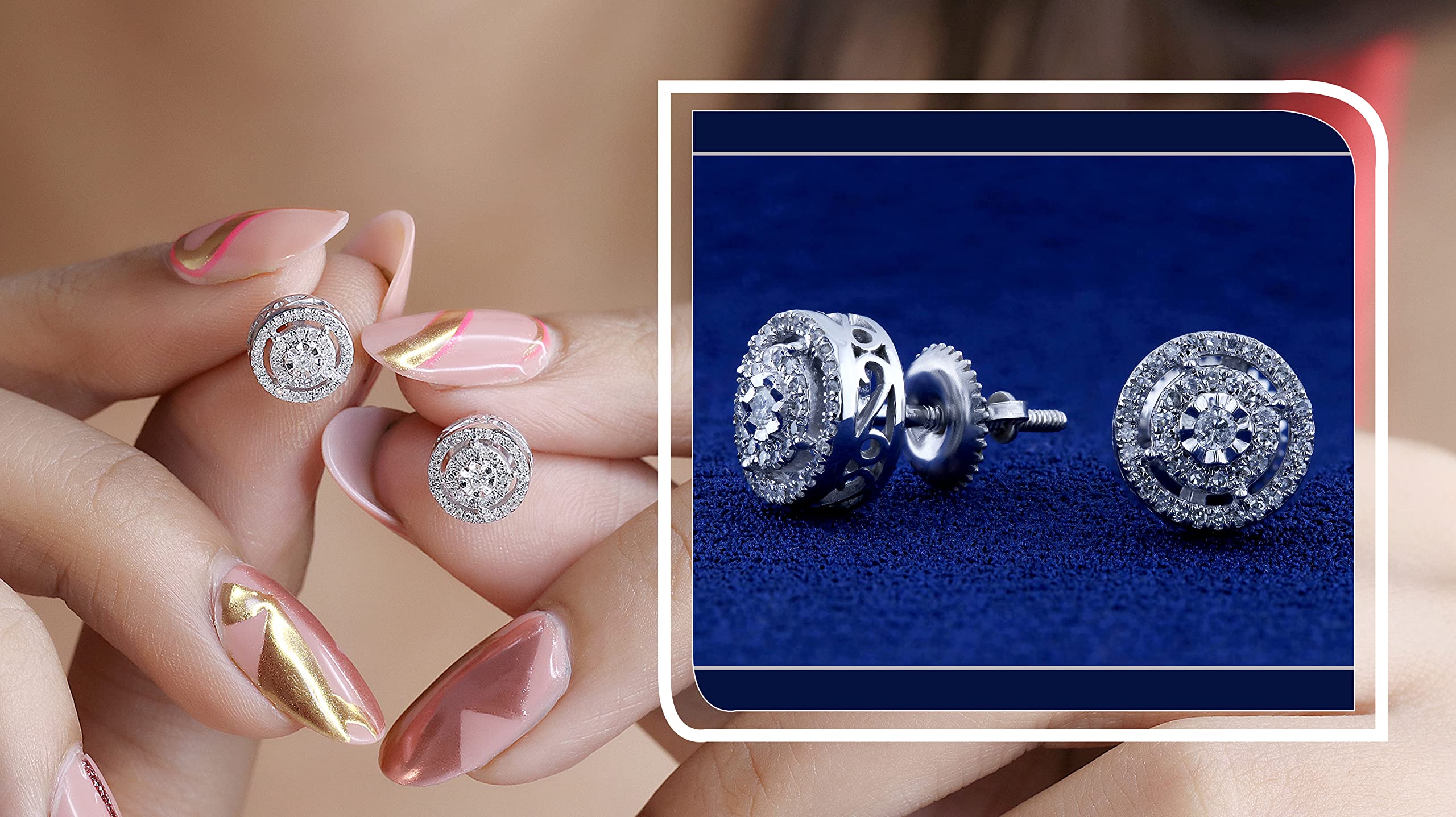Dazzlingrock Collection Round White Diamond Double Circle Illusion Screwback Stud Earrings for Women - 0.25 CTW, I-J Color - Perfect for Weddings, Parties & Everyday Elegance