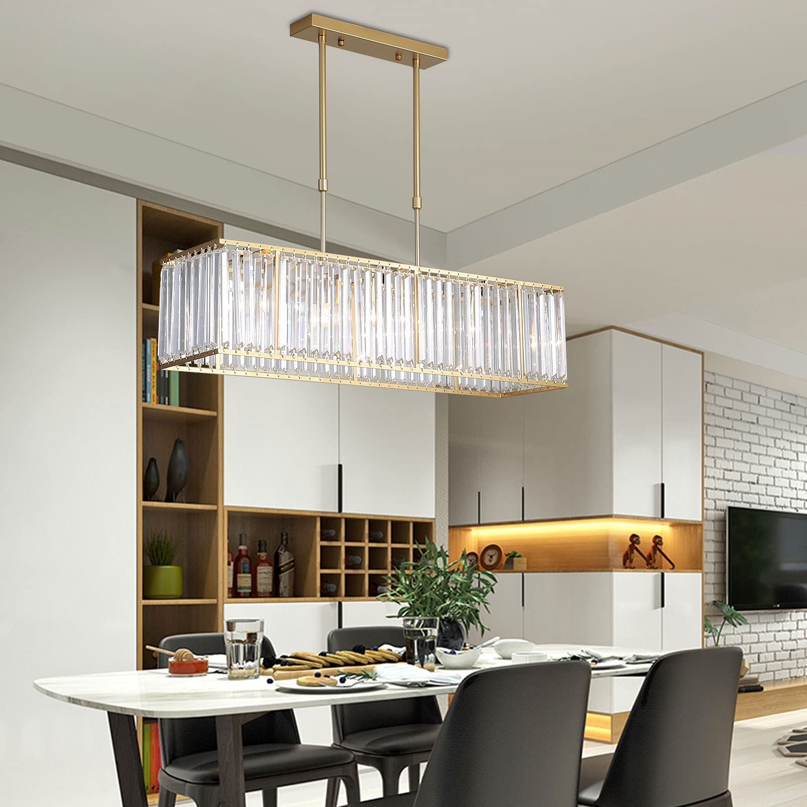 Modern K9 Crystal Chandelier Pendant Light Fixture - 33.5