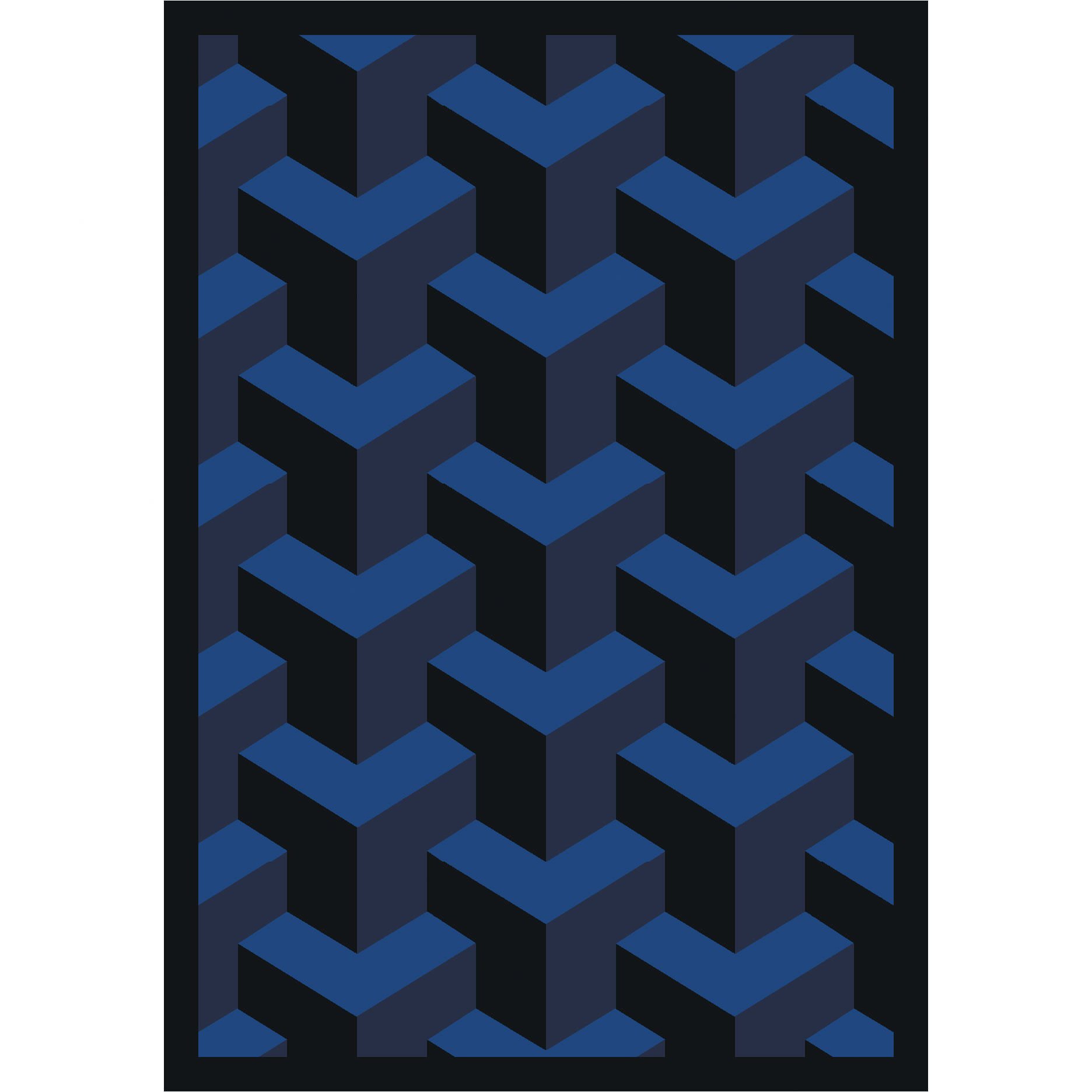 Joy Carpets Kaleidoscope Rooftop Whimsical Area Rugs - Navy Blue Kids Playroom Rug, Non-Slip Soft Floor Mat for Nursery, Bedroom & Living Room Decor