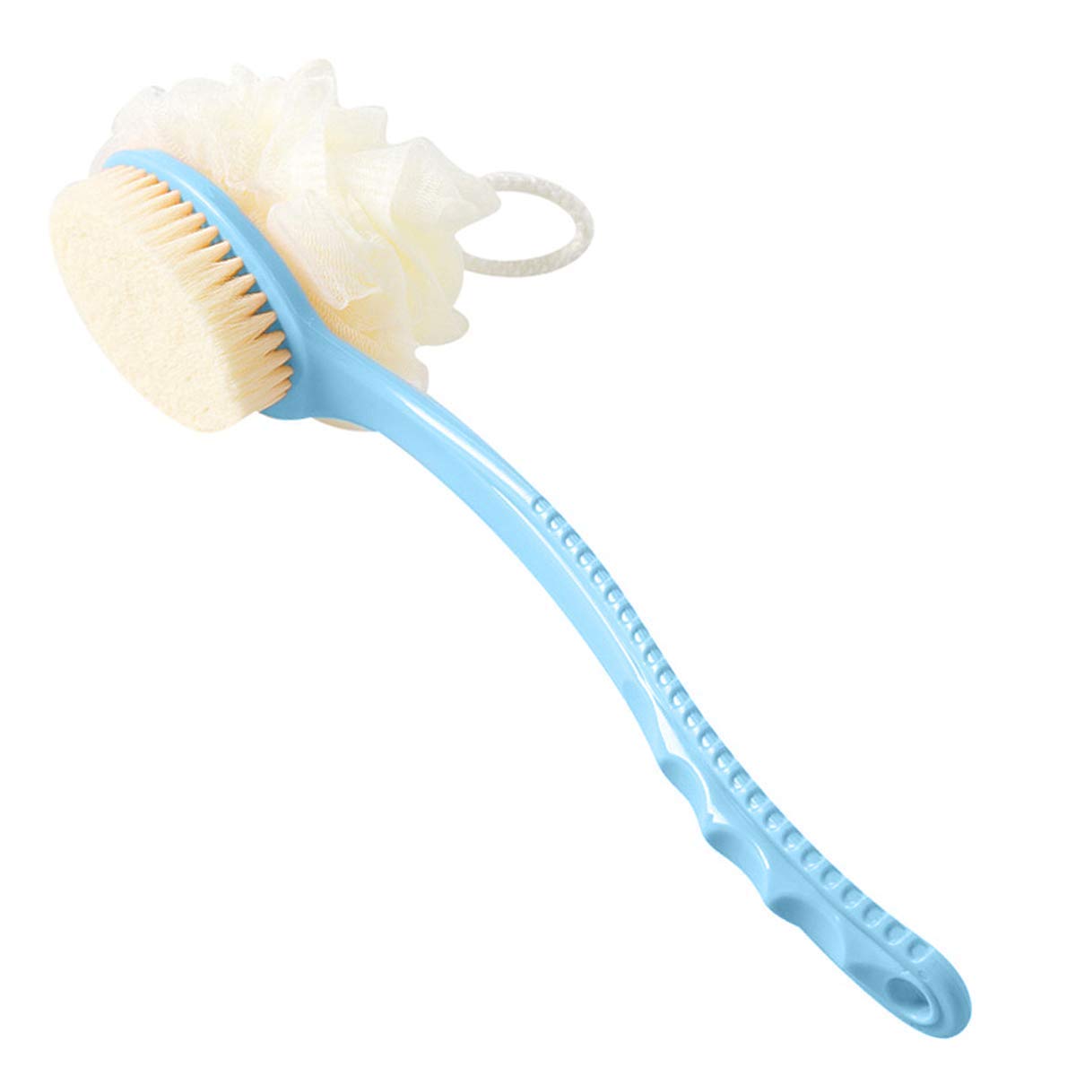 Virth® 2-in-1 Bath & Body Brush with Soft Loofah & Bristles - Long Handle Back Scrubber for Wet/Dry Use - Exfoliating Shower Brush for Women & Men - Perfect for Face, Body & Spa Care - Ideal for Deep Cleansing & Relaxing Bath Time