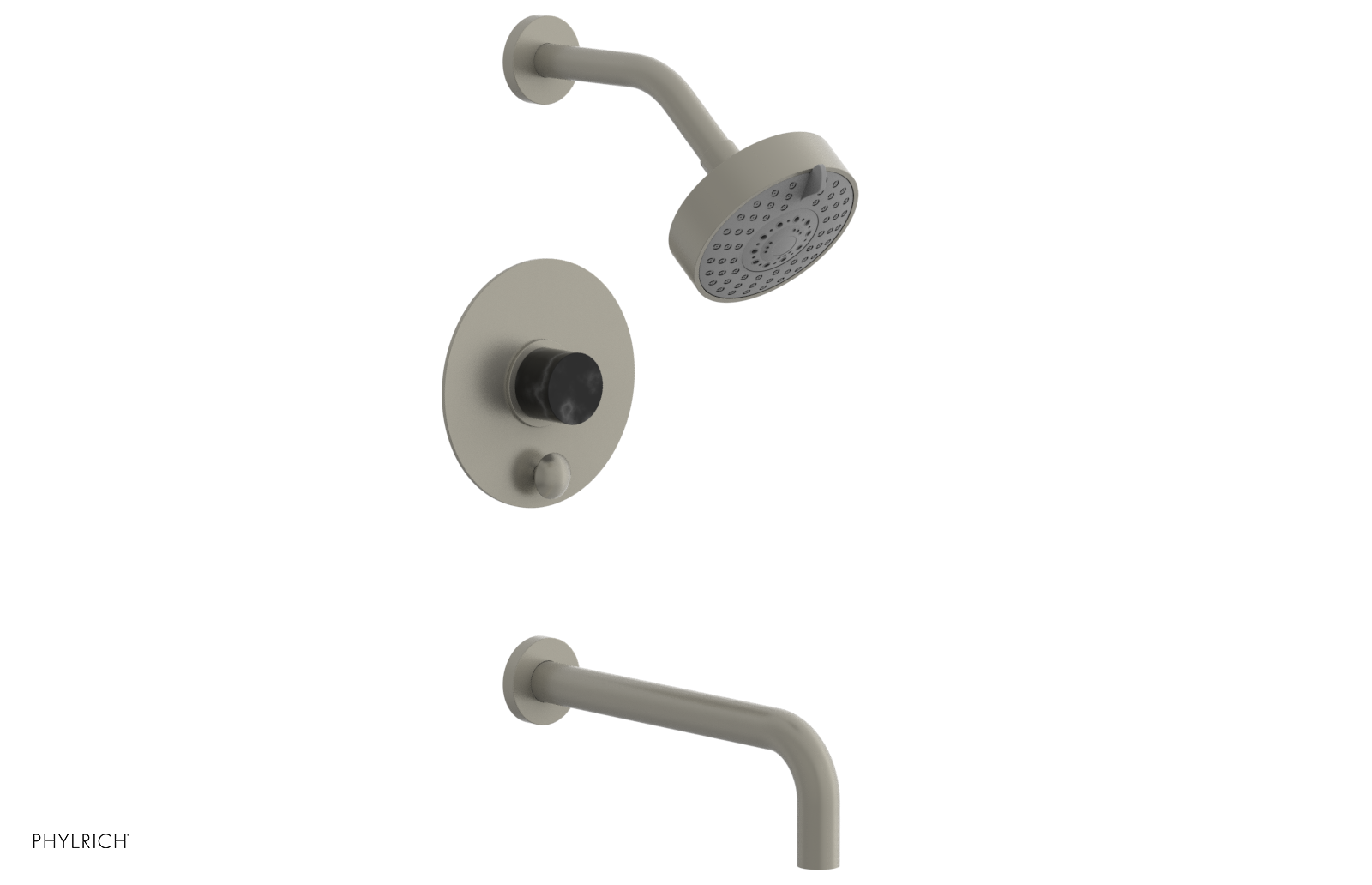 BASIC II 10 Pressure Balance Tub and Shower Set - Black Marble Finish, 230 28 10, Water-Saving & Anti-Scald Design for Modern Bathrooms