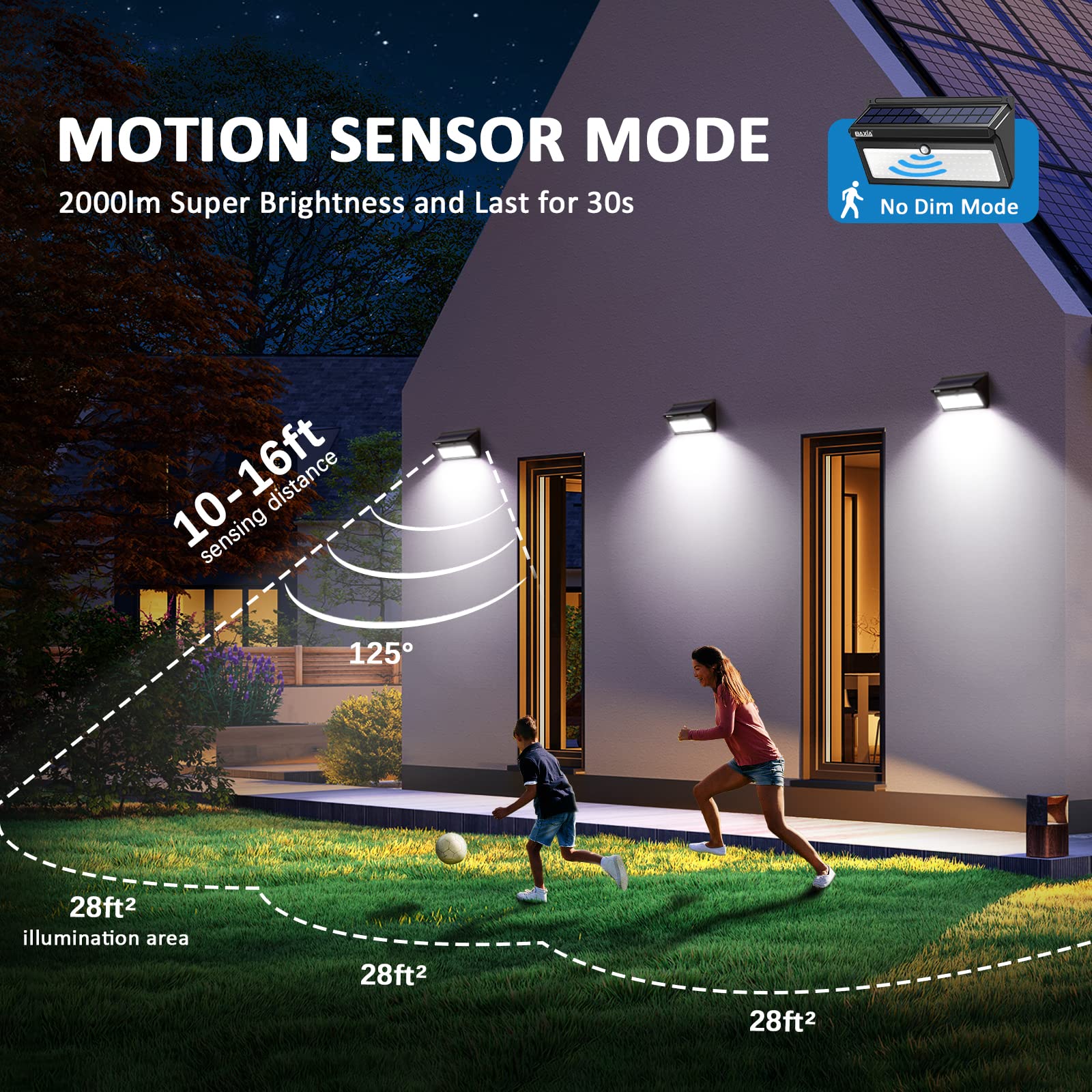 BAXIA TECHNOLOGY Solar Outdoor Lights - 28 LED (4 Pack) & 100 LED (2 Pack) - Waterproof Garden Pathway Lighting for Yard, Patio, Deck, and Driveway