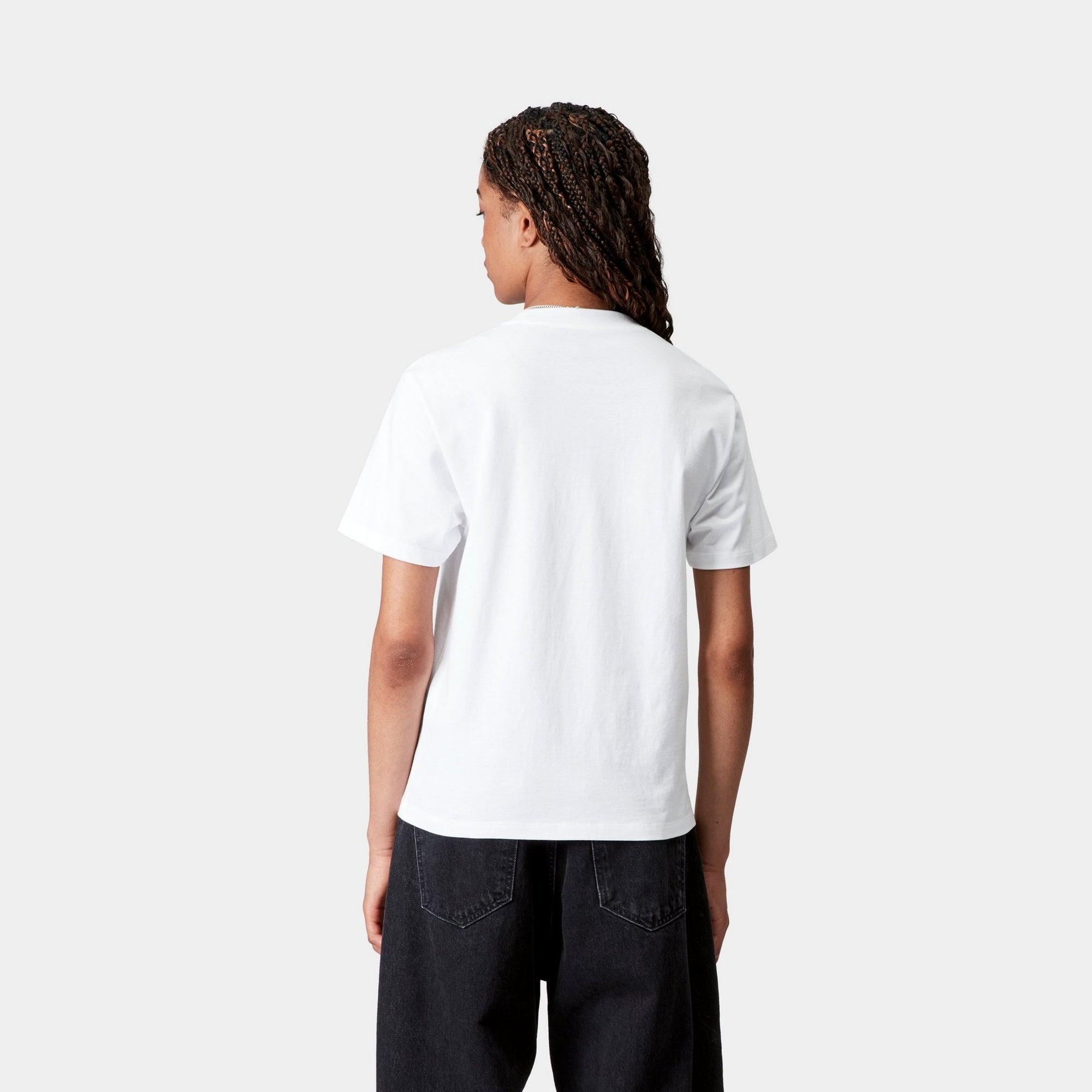 Women's Pocket T-Shirt | Soft Cotton Crewneck Tee | White | Casual Everyday Wear & Layering Essential