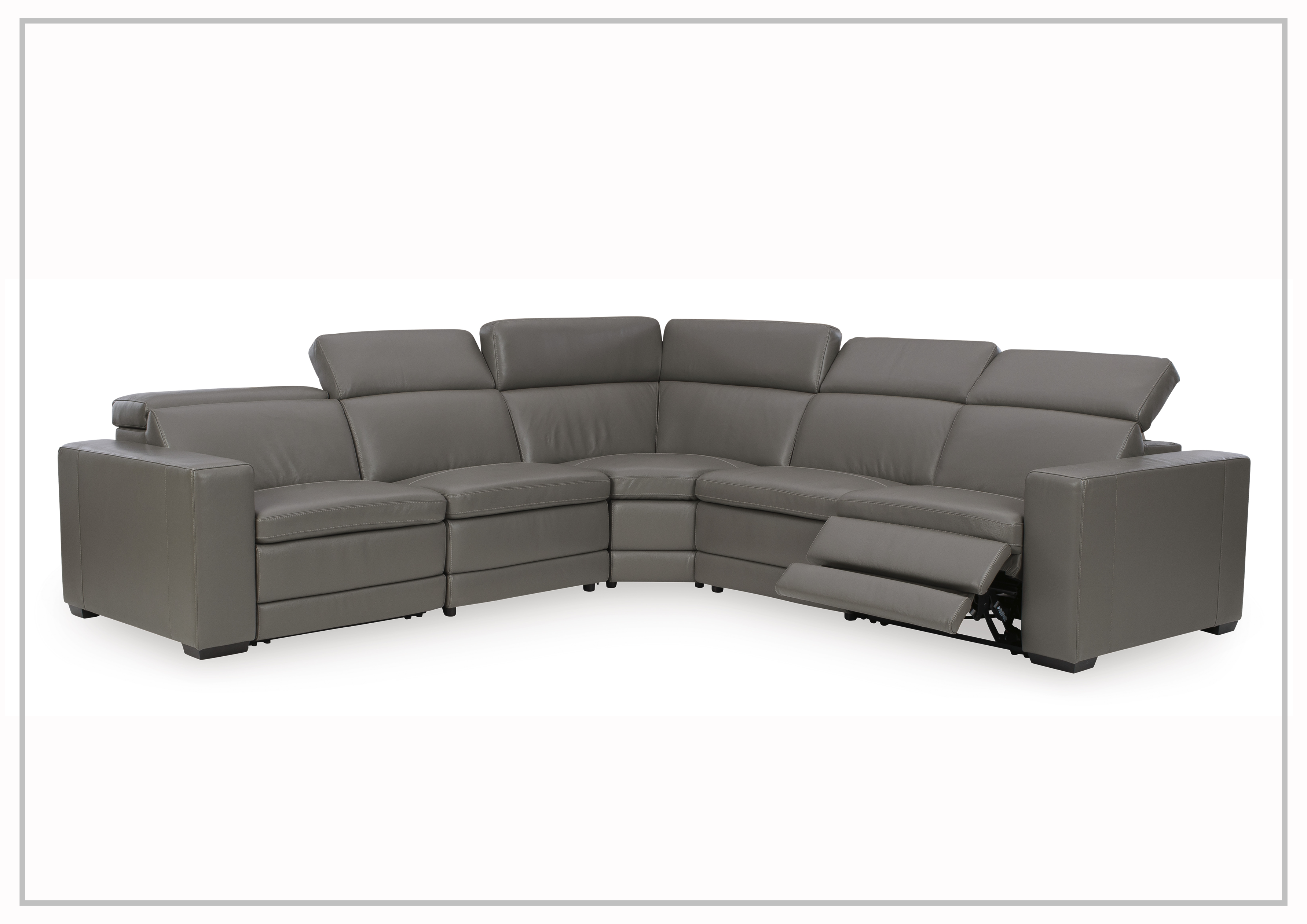 Gio Italia Titan 5-Seater Power Reclining Sectional Sofa - Modern L-Shaped Leather Living Room Couch with USB Charging Ports | Perfect for Family Movie Nights & Home Theater Lounging