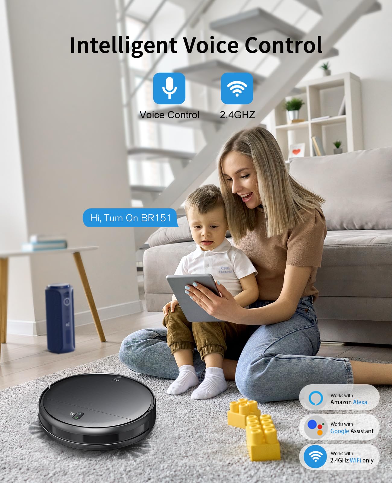 Smart 2-in-1 Robot Vacuum & Mop - WiFi/App Control for Hard Floors & Pet Hair