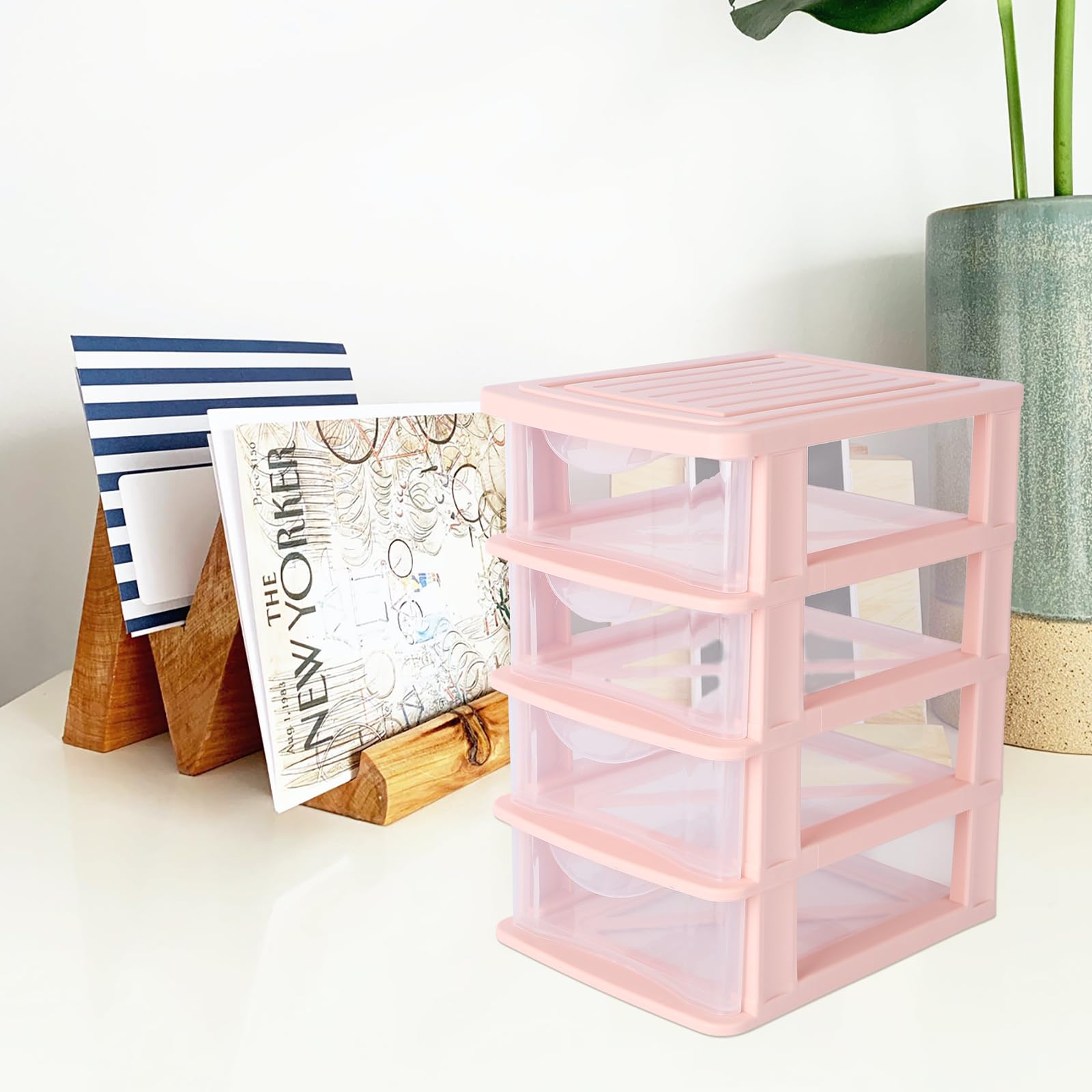 DOITOOL 4-Drawer Plastic Desktop Organizer - Teacher Toolbox, Office Storage Cube for Supplies, 12