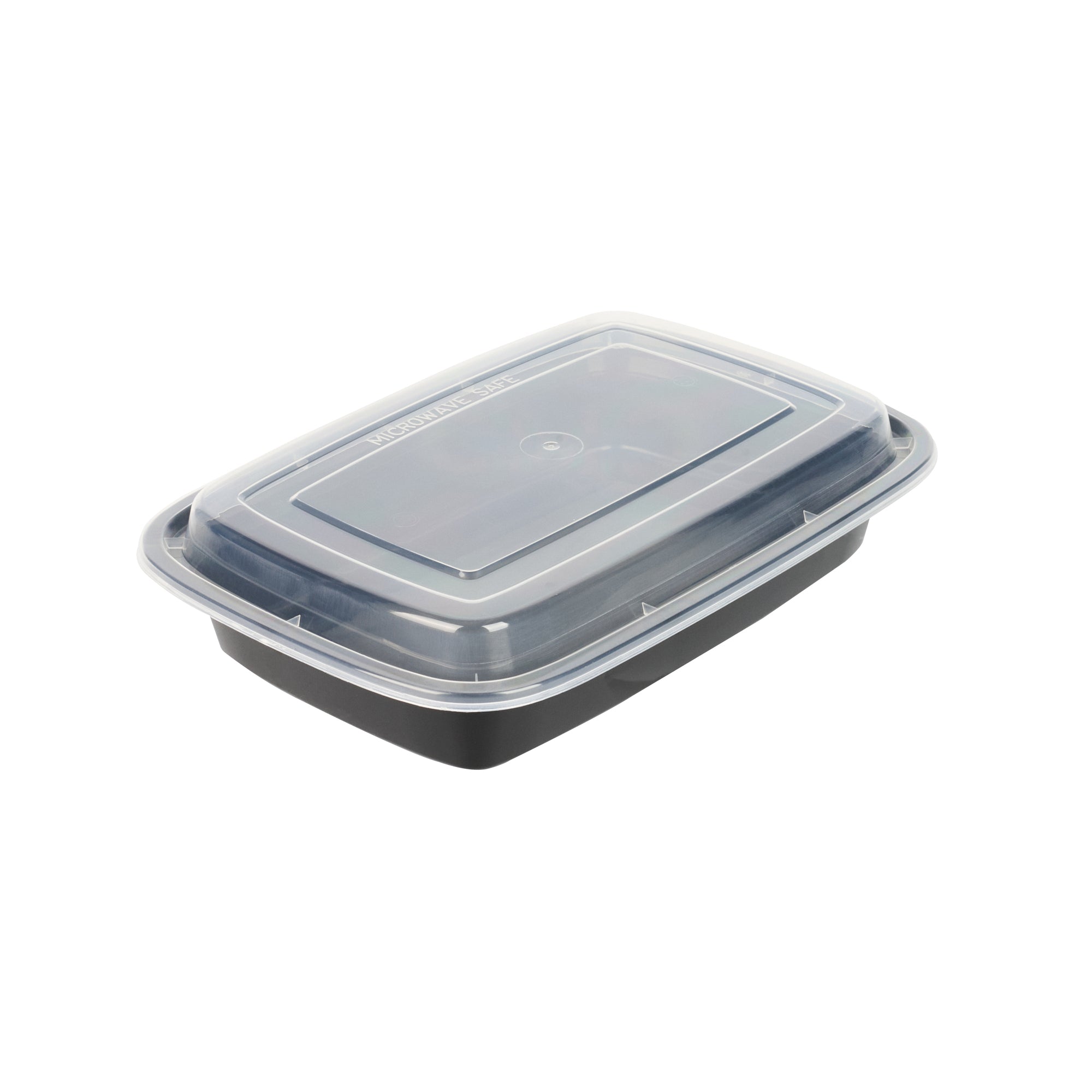 28 oz Black Plastic To Go Containers with Clear Lids - 50 Pack, Microwave Safe Food Storage Boxes (8.75