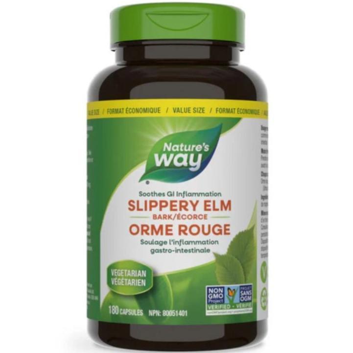 Nature’s Way Slippery Elm Bark 400mg - 180 Capsules | Herbal Digestive Support & Throat Comfort | Vegan, Non-GMO Supplement for Gut Health & Immune System
