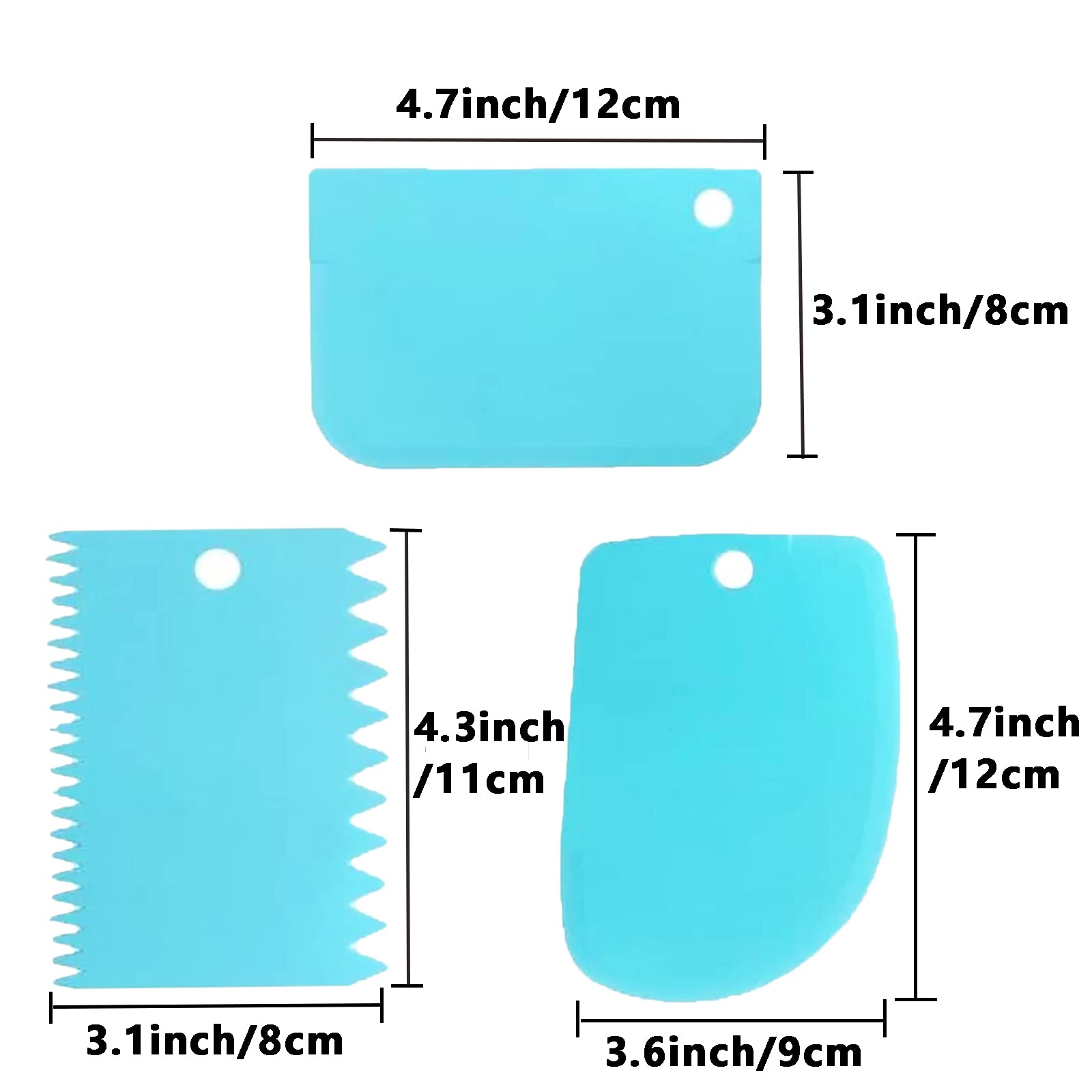 3 Pcs Cake Scraper Smoother Set - Professional Cake Decorating Tools for Smooth Icing, Plastic Dough Scraper & Flexible Bowl Scraper - Perfect for Baking, Cake Decorating & Pastry Making at Home or Bakery