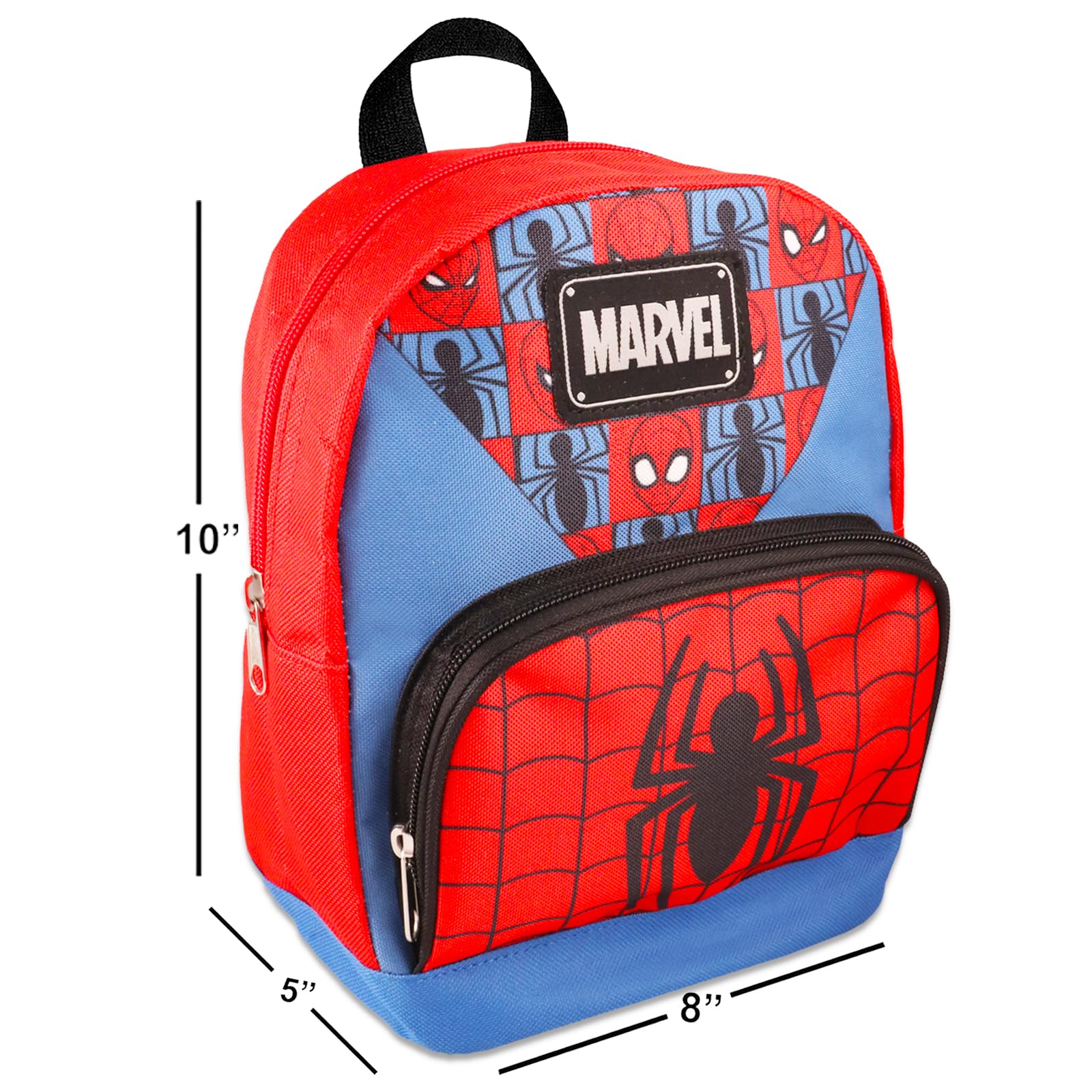 Spider-Man Mini Backpack for Women - 10 Inch Canvas Superhero Backpack with Front Pocket & Bookmark - Perfect for School, Cosplay, Comic Con & Marvel Fans