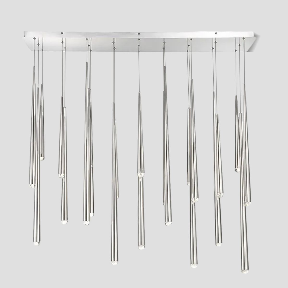 Modern Rectangle Tubular Chandelier - Sleek LED Pendant Light for Dining Room, Living Room, Bedroom - Energy Efficient Contemporary Ceiling Fixture