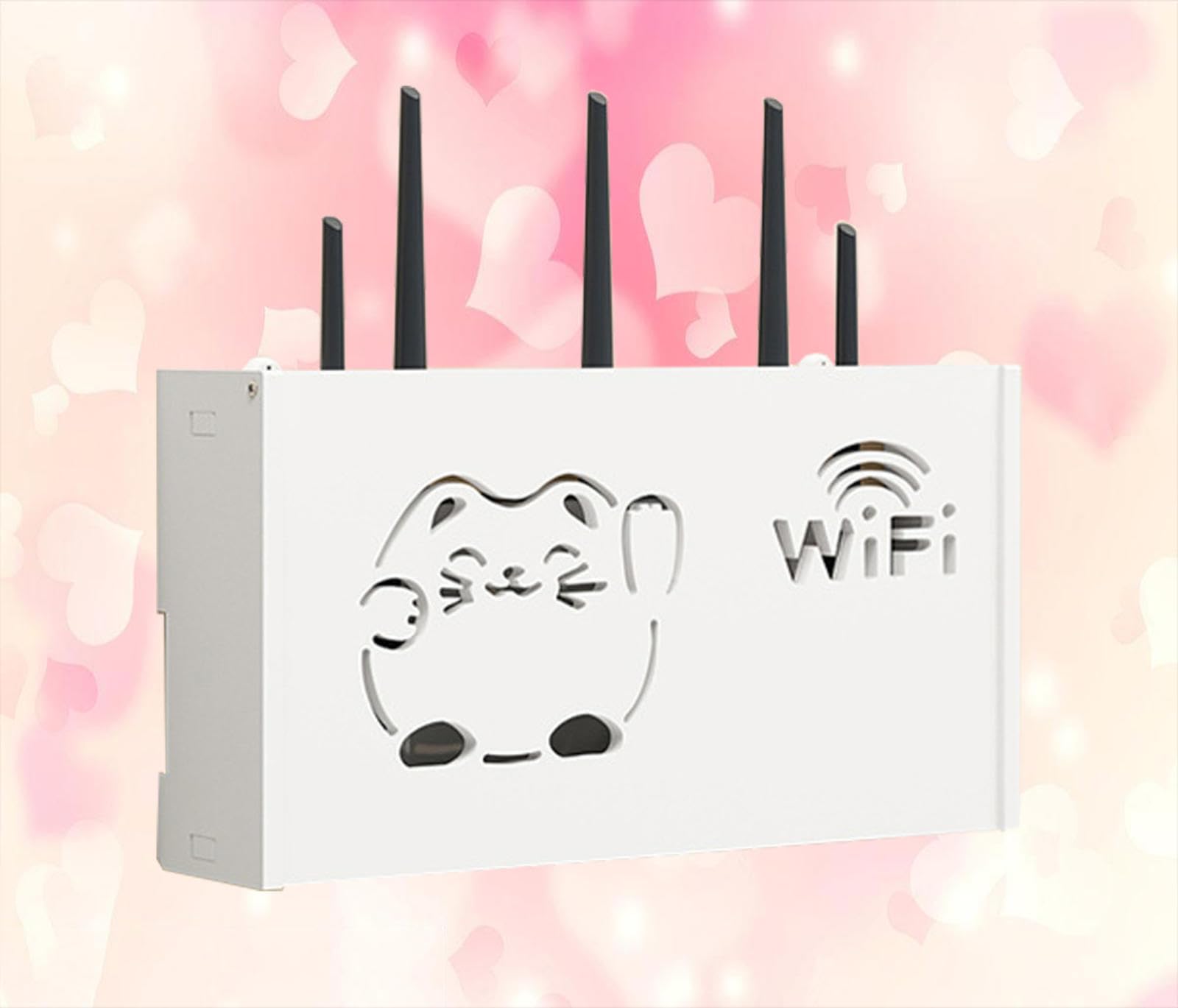 Wall Mounted WiFi Router Storage Box - 15x8x3.3 Inch (38x20x8.5cm) Cable Organizer with Ventilation for Home & Office Network Setup - Perfect for Hiding Modems, Routers and Cables Neatly