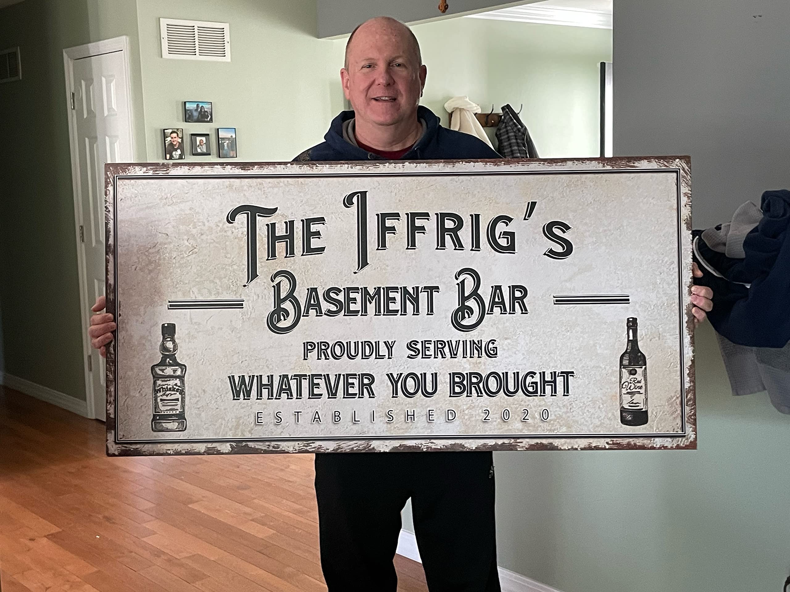 Custom Bar Sign Canvas Wall Art - Personalized Basement Bar & Lounge Decor - Rustic 48x16in Printable Sign for Man Cave, Kitchen, Pub & Diner - Perfect for Home Bars, Game Rooms & Entertaining Guests
