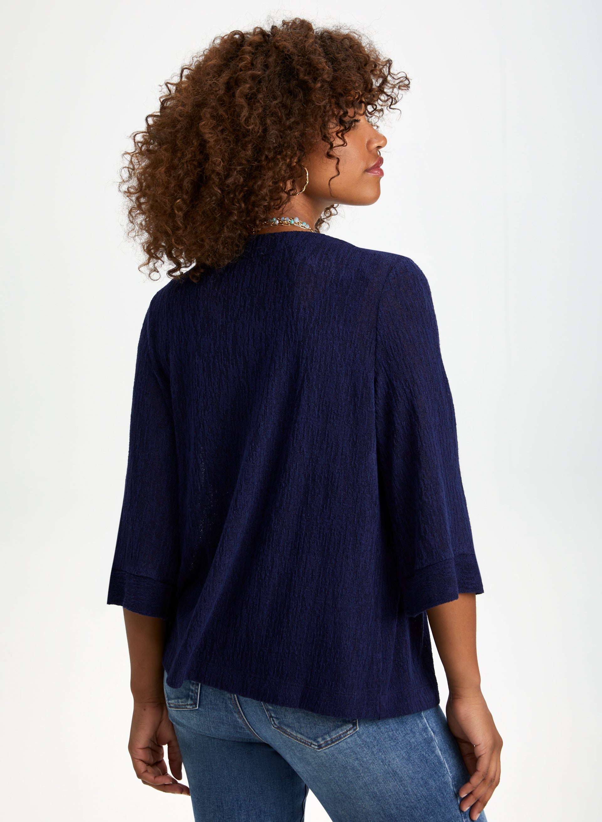 Stylish 3/4 Sleeve Knit Cover Up for Women - Lightweight Beachwear, Poolside Wrap & Summer Fashion Cover-Up