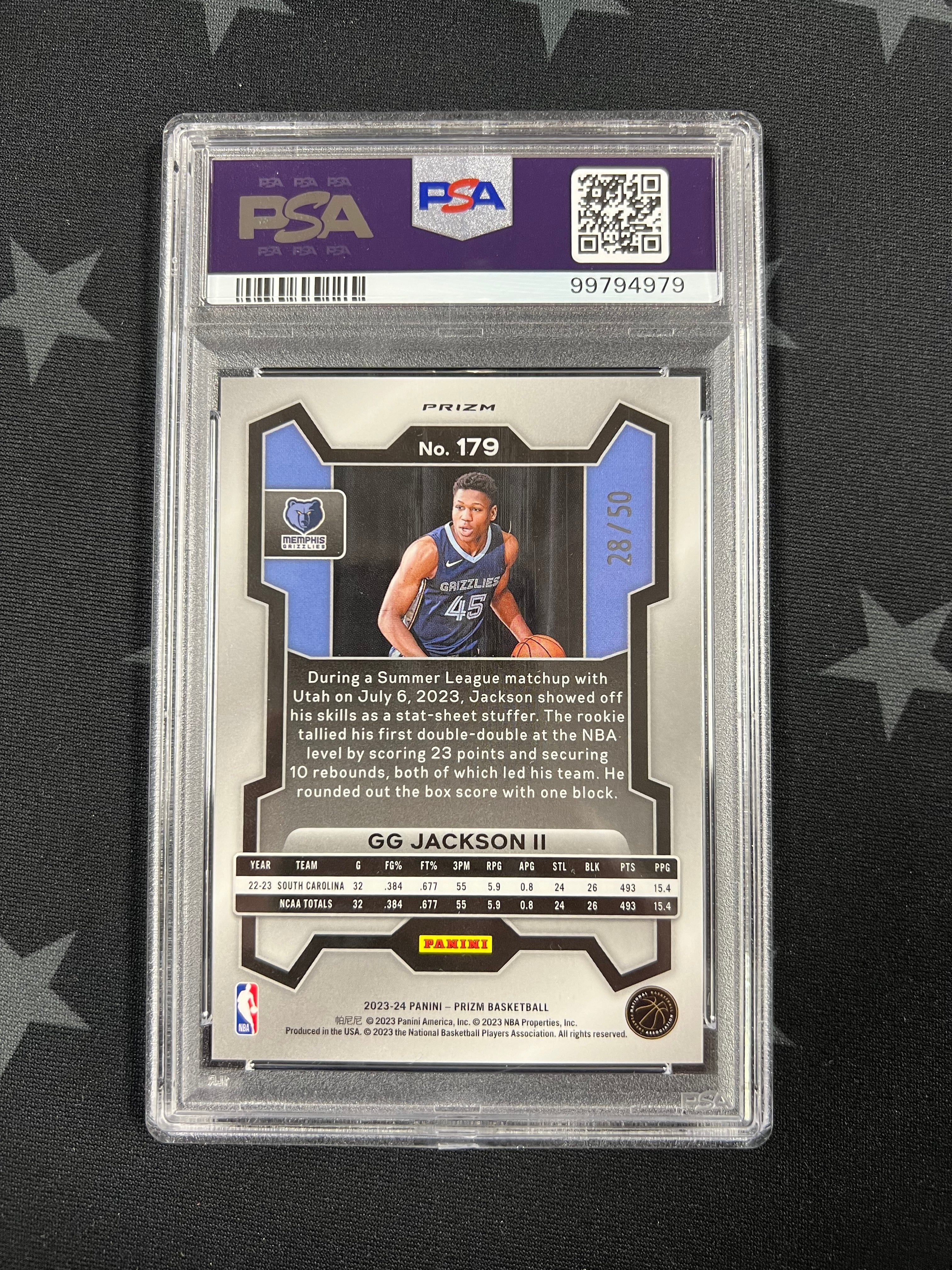 2023 Panini Prizm GG Jackson II #179 Pink Fast Break 28/50 PSA 10 Gem Mint - Basketball Trading Card for Collectors & Investors - Perfect for Display, Trading, and Portfolio Growth