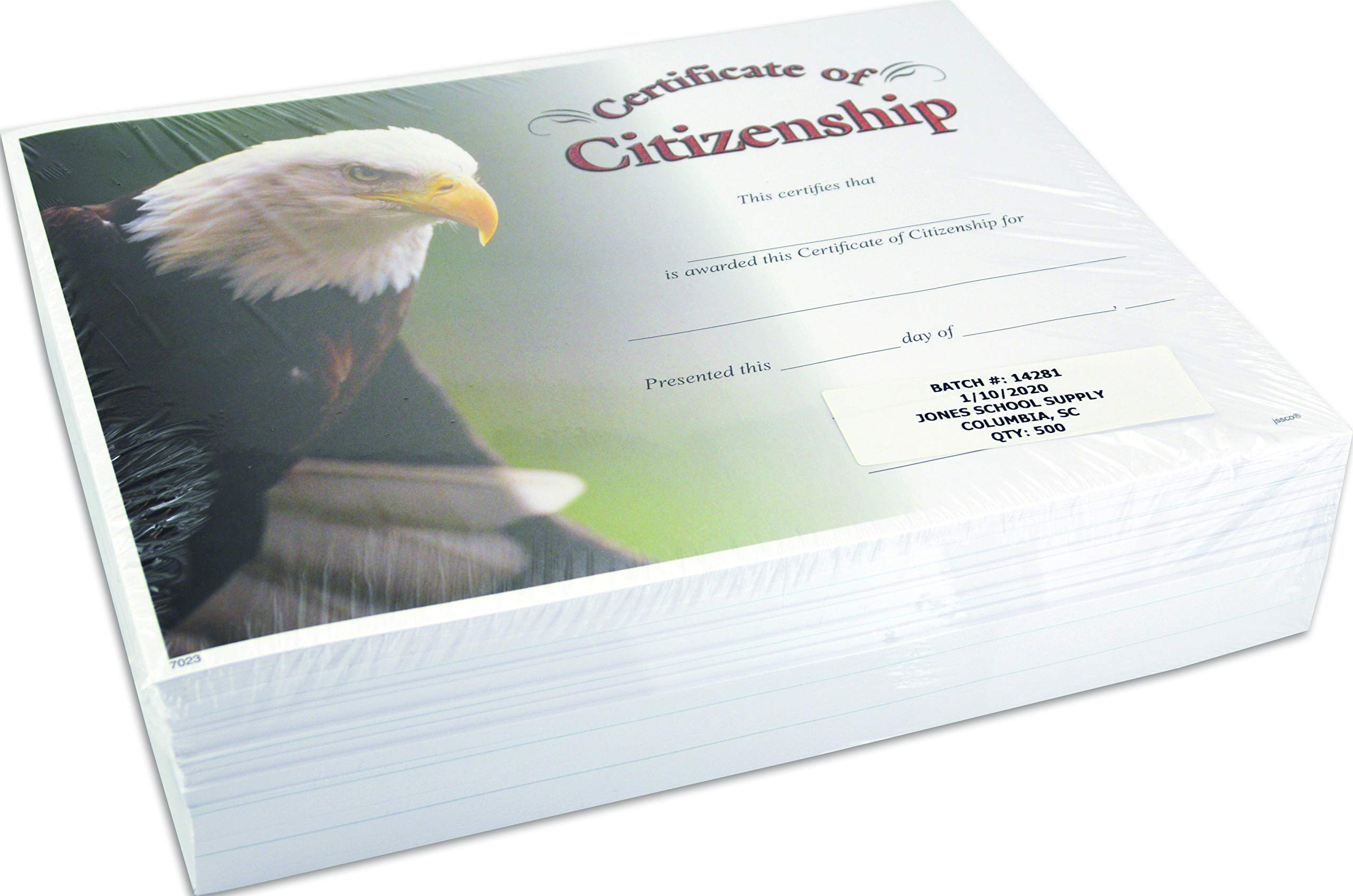 Jones School Supply - Set of 500 Citizenship Certificates with Photo Area - Perfect for Classroom Awards, Student Recognition & Graduation Ceremonies