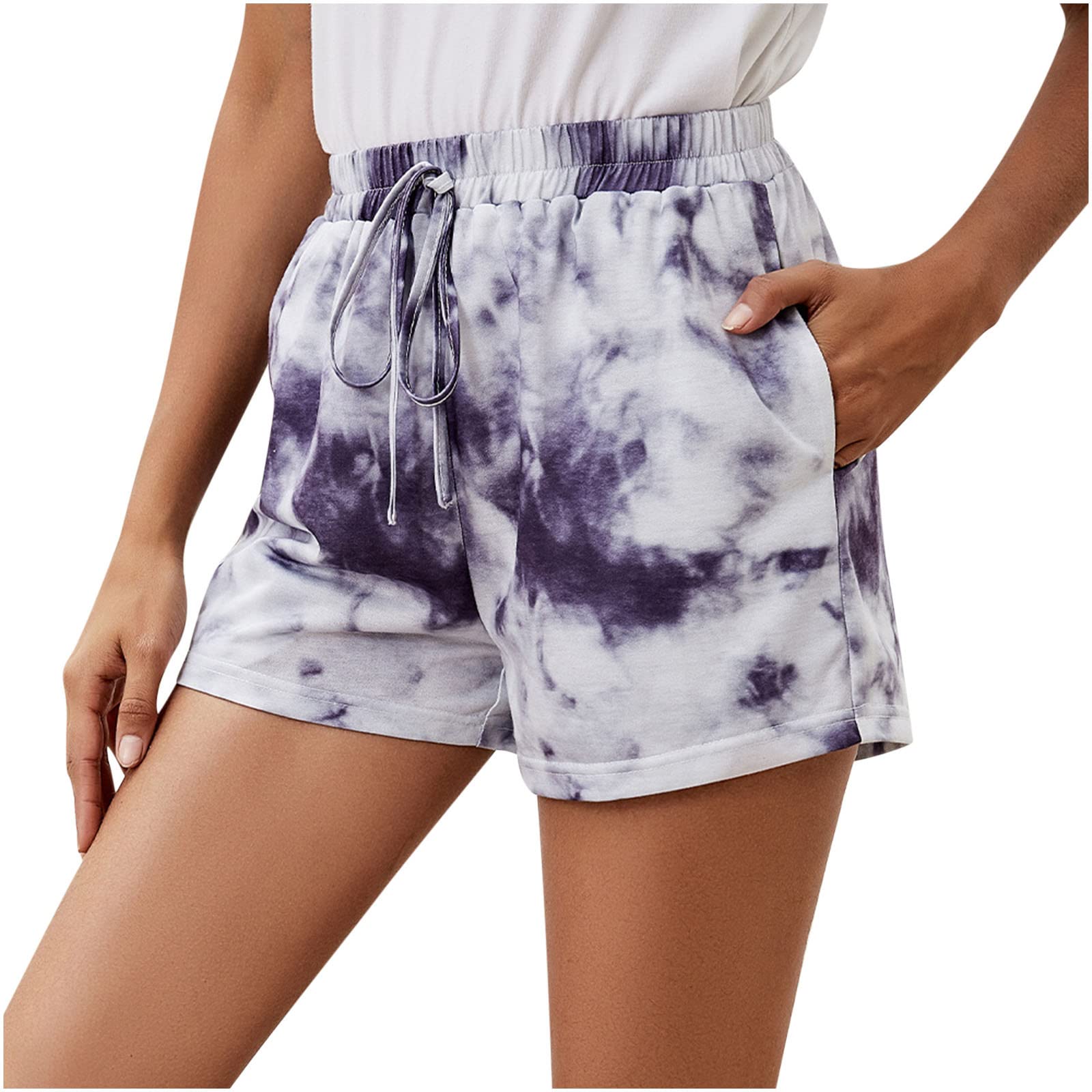 **HUERTOP Women's Running Shorts - High Waist Loose Fit Biker Shorts with Pockets, Breathable & Comfortable for Workout, Yoga, Gym, and Casual Wear**