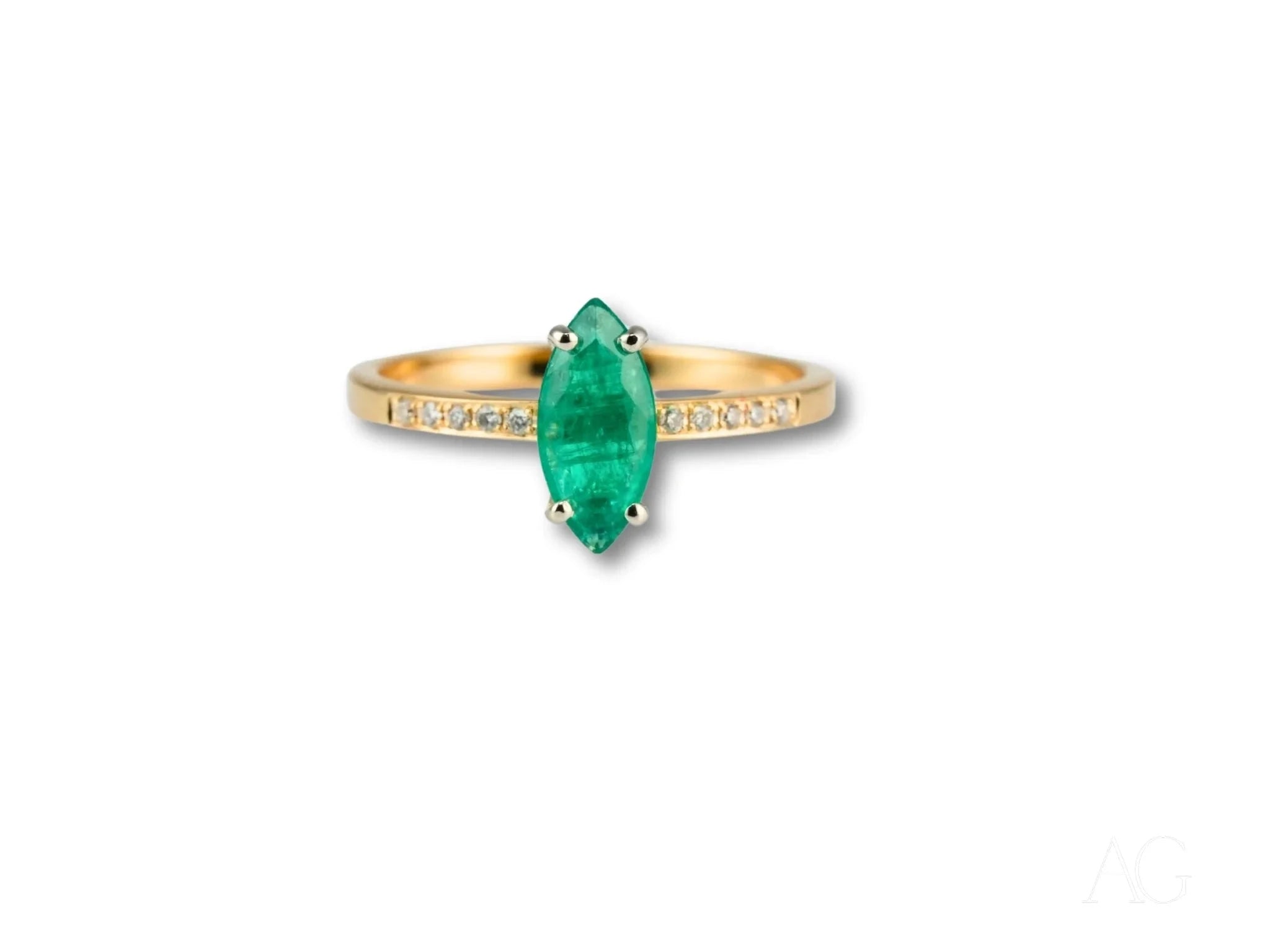Royal Radiance Ring: 18k Gold Emerald & Diamond Ring for Women – Elegant Jewelry Gift for Engagement, Anniversary & Special Occasions