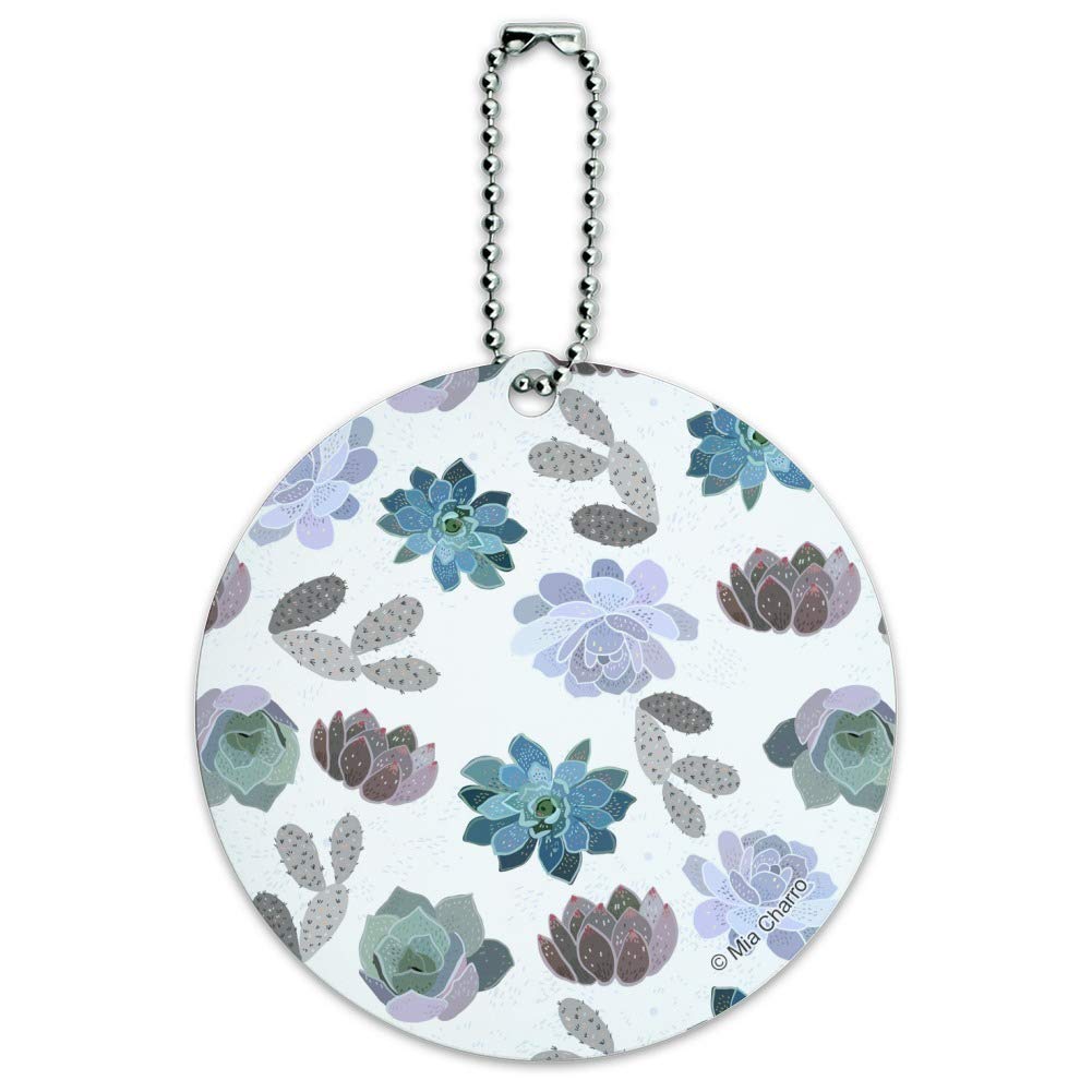 Stylish Succulent & Cactus Round Luggage ID Tag - Durable Suitcase Name Tag for Travel, Carry-On Bags & Backpacks - Perfect for Airports, Business Trips & Vacation Identification