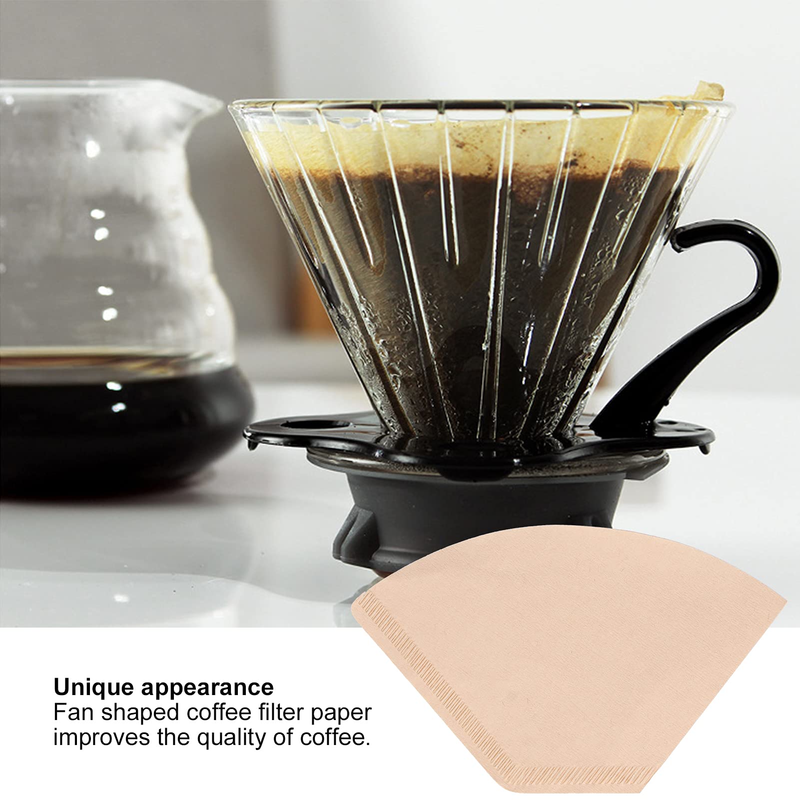 Premium Fan-Shaped Coffee Filter Paper - Eco-Friendly, Durable & Reusable for Home, Restaurant & Coffee Pots | Perfect for Pour Over, Drip & Cold Brew Coffee Makers
