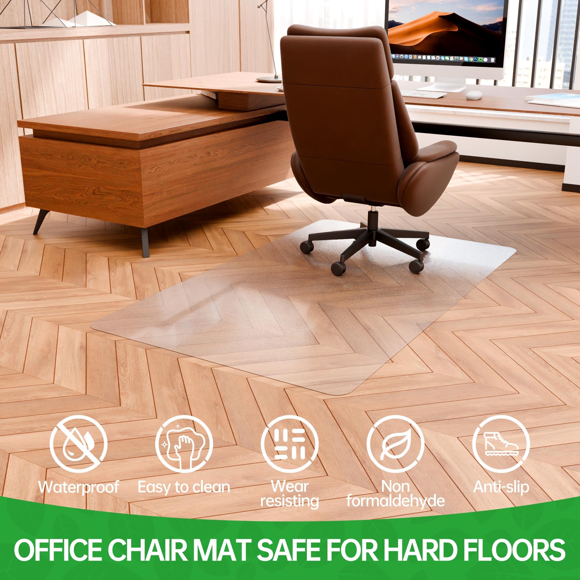 36” x 72” Clear Large Office Chair Mat for Hardwood Floors - Heavy Duty Desk Chair Mat Protector for Rolling Chairs | Home Office Floor Protection & Easy Glide Surface