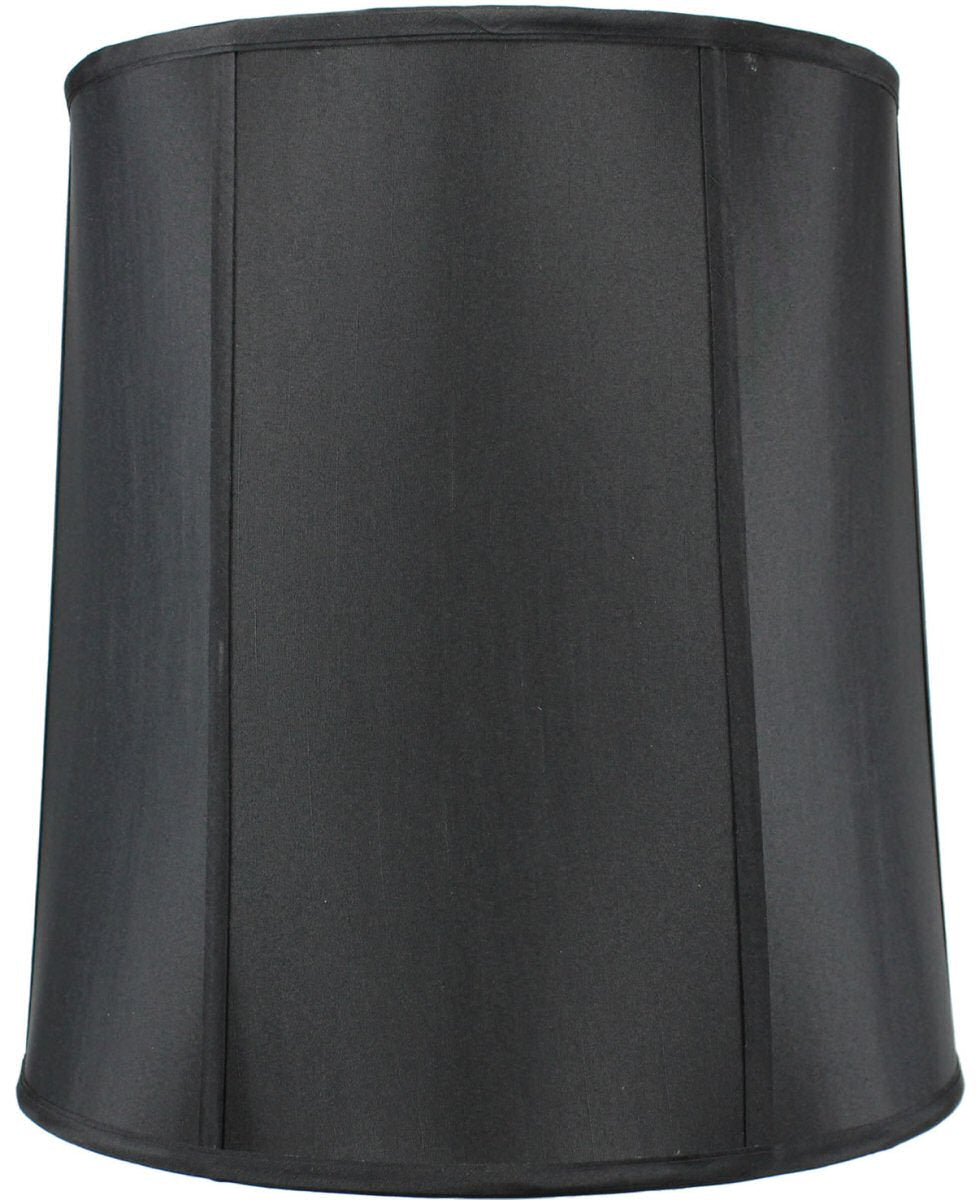 14x16x17 Inch Large Black Shantung Drum Lampshade - Replacement Cylinder Lamp Shade for Tall Table Lamps, Perfect for Living Room, Bedroom, and Office Lighting Decor