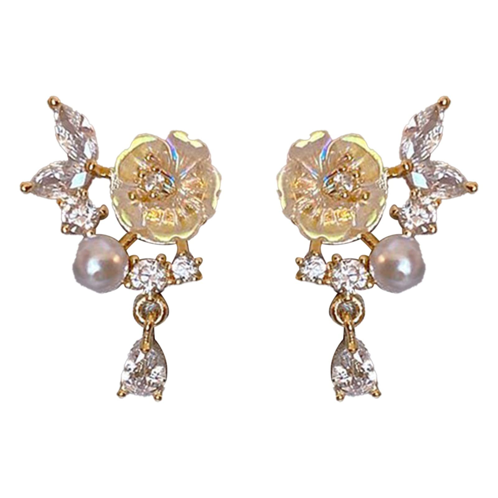 Opal Petal Circle Earrings for Women – Elegant Pearl Hoop Jewelry for Party, Wedding & Evening Wear | Dainty Classic Earrings for Daily Outfits & Special Occasions