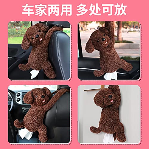 TwoTigers Short Plush Car Tissue Box Holder - Cute Cartoon Napkin Dispenser for Car, Home & Office - Soft Plush Car Accessories for Tissue Storage & Organization