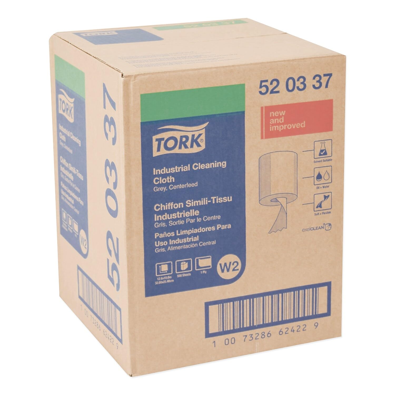 Tork Industrial Cleaning Cloths - 1-Ply Gray Wipes (12.6