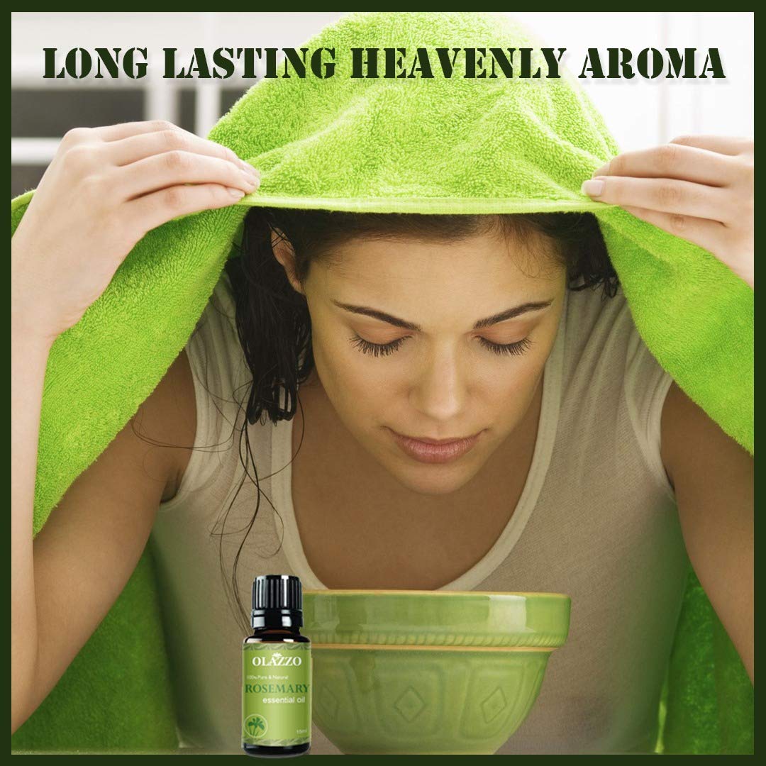 Olazzo 100% Pure Rosemary Essential Oil 15ml – Natural Aromatherapy Oil for Hair Growth, Skin Care & Scalp Health – Perfect for Diffusers, DIY Blends, Massage & Home Fragrance – Great for Relaxation, Stress Relief & Air Freshening
