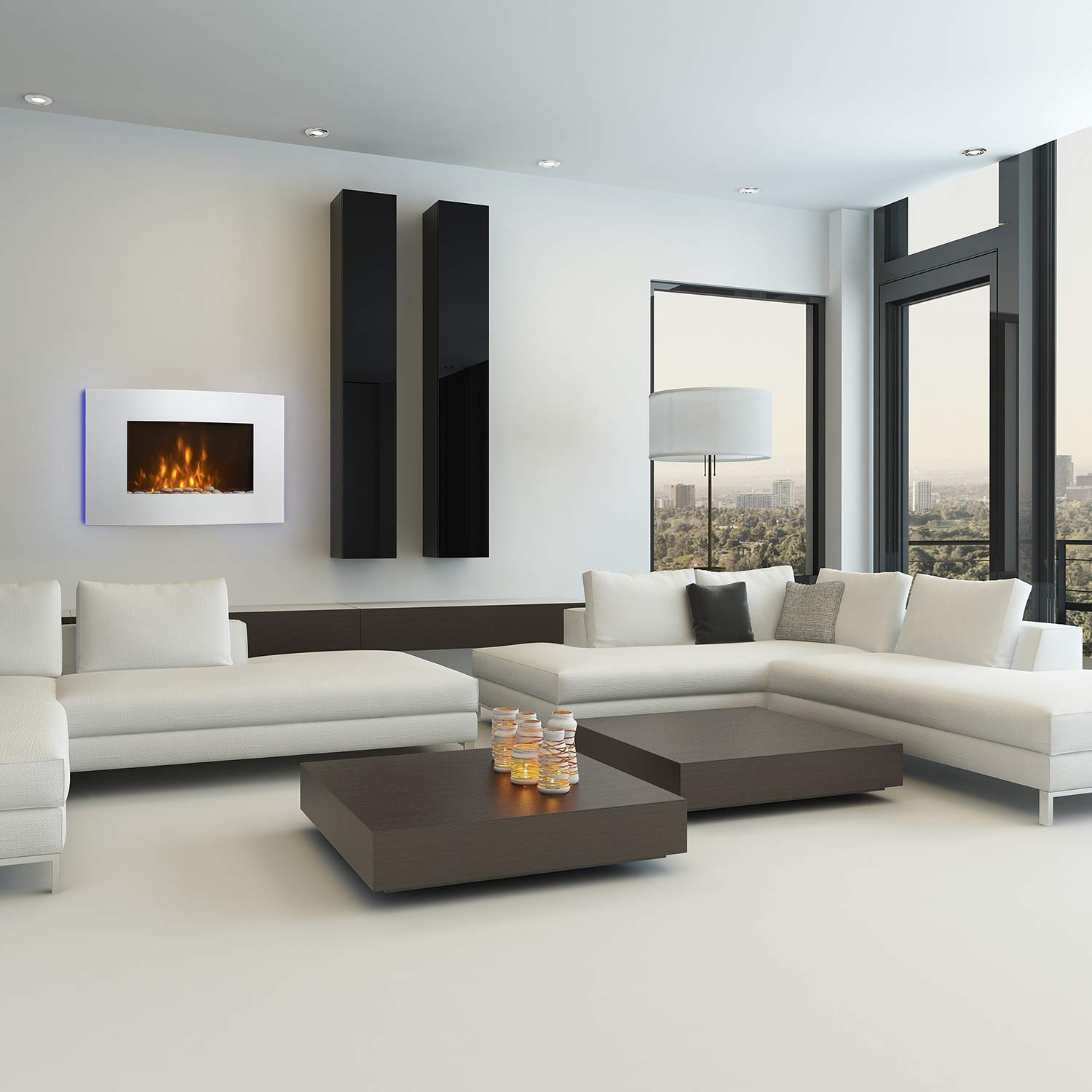 Klarstein Lausanne Vertical/Horizontal Electric Wall Fireplace with Realistic LED Flame Simulation - Ultra Quiet Operation for Bedroom, Living Room & Office