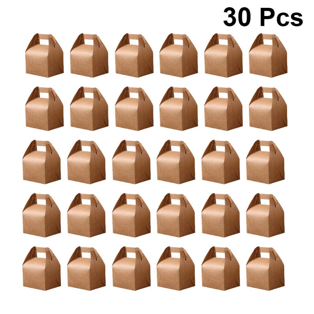 Healifty 30 Pack Small Brown Foldable Paper Treat Bags for Candy, Soap, Wedding Favors - Eco-Friendly Goodie Bags for Bridesmaid Gifts, Party Favors & Holiday Treats