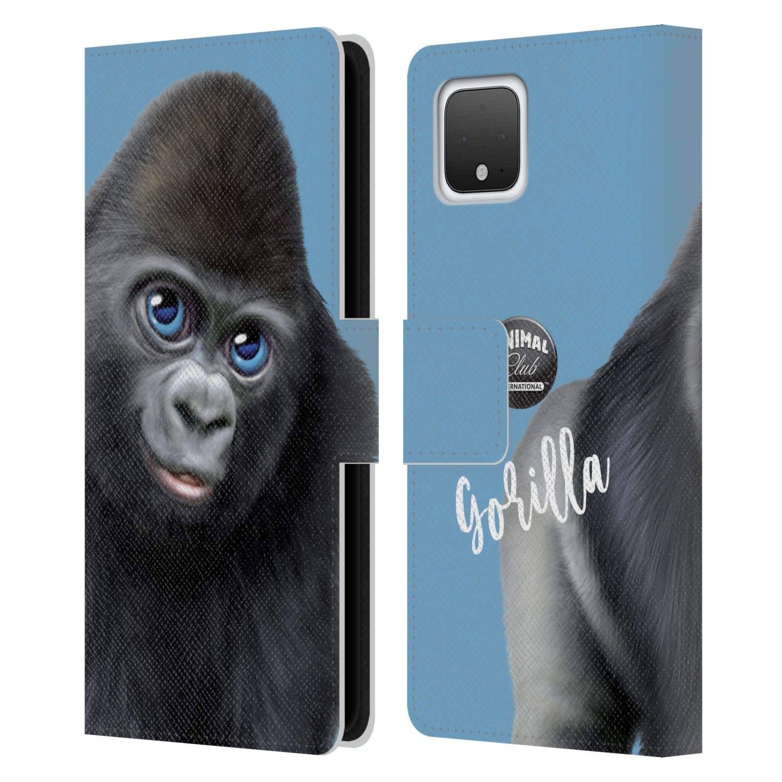 Official Gorilla Leather Wallet Case for Google Pixel 4 - Animal Club Design for Daily Use