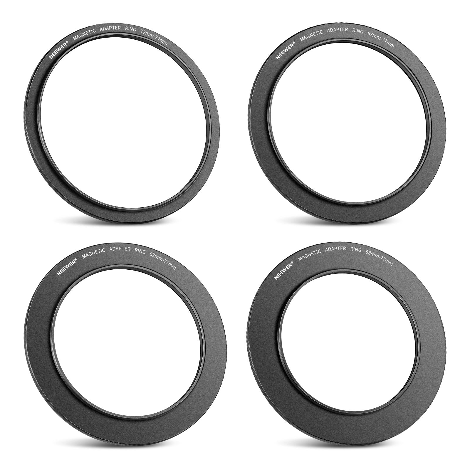 NEEWER Magnetic Step-Up Filter Ring Adapter Kit - Compatible with 52mm to 82mm Lens Filters - Perfect for DSLR, Mirrorless Cameras & Photography Accessories - Ideal for Outdoor, Portrait & Landscape Photography