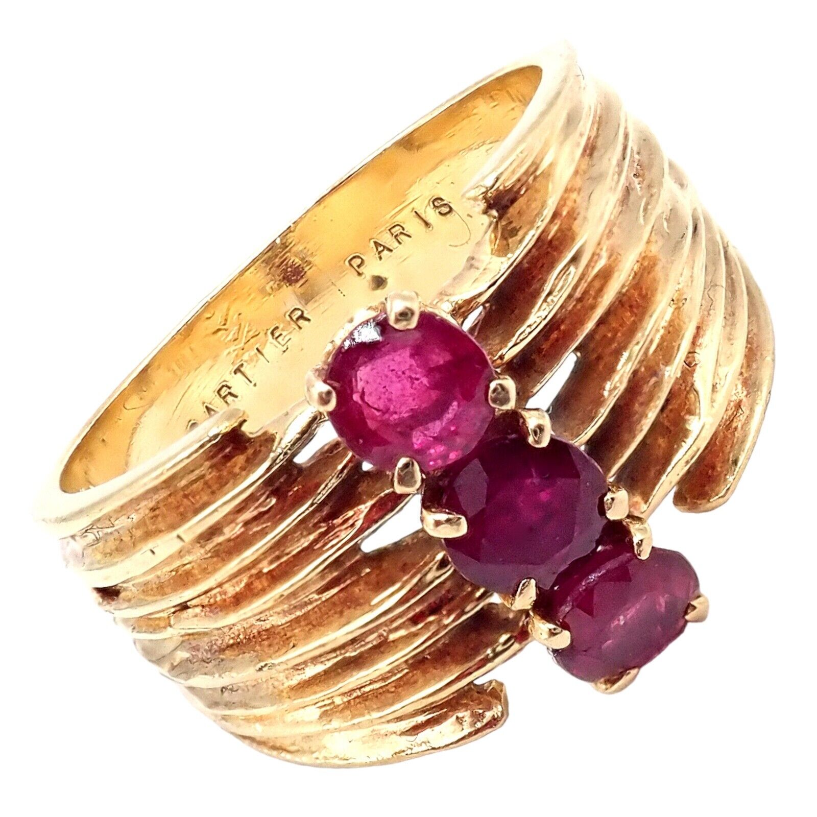 Authentic Vintage Cartier 18k Yellow Gold Ruby Ring for Women - Luxury Jewelry Gift for Anniversary, Engagement & Special Occasions