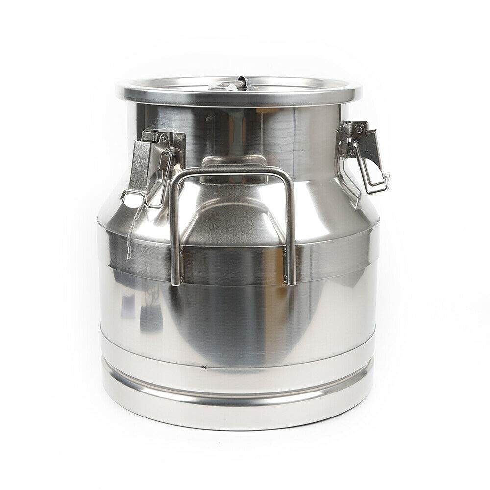 20L/5.28 Gallon Airtight Stainless Steel Milk Can with Lid - Food Grade Sealed Container for Milk, Wine, Grains & Liquids Storage | Perfect for Dairy Farms, Breweries & Home Kitchen Use
