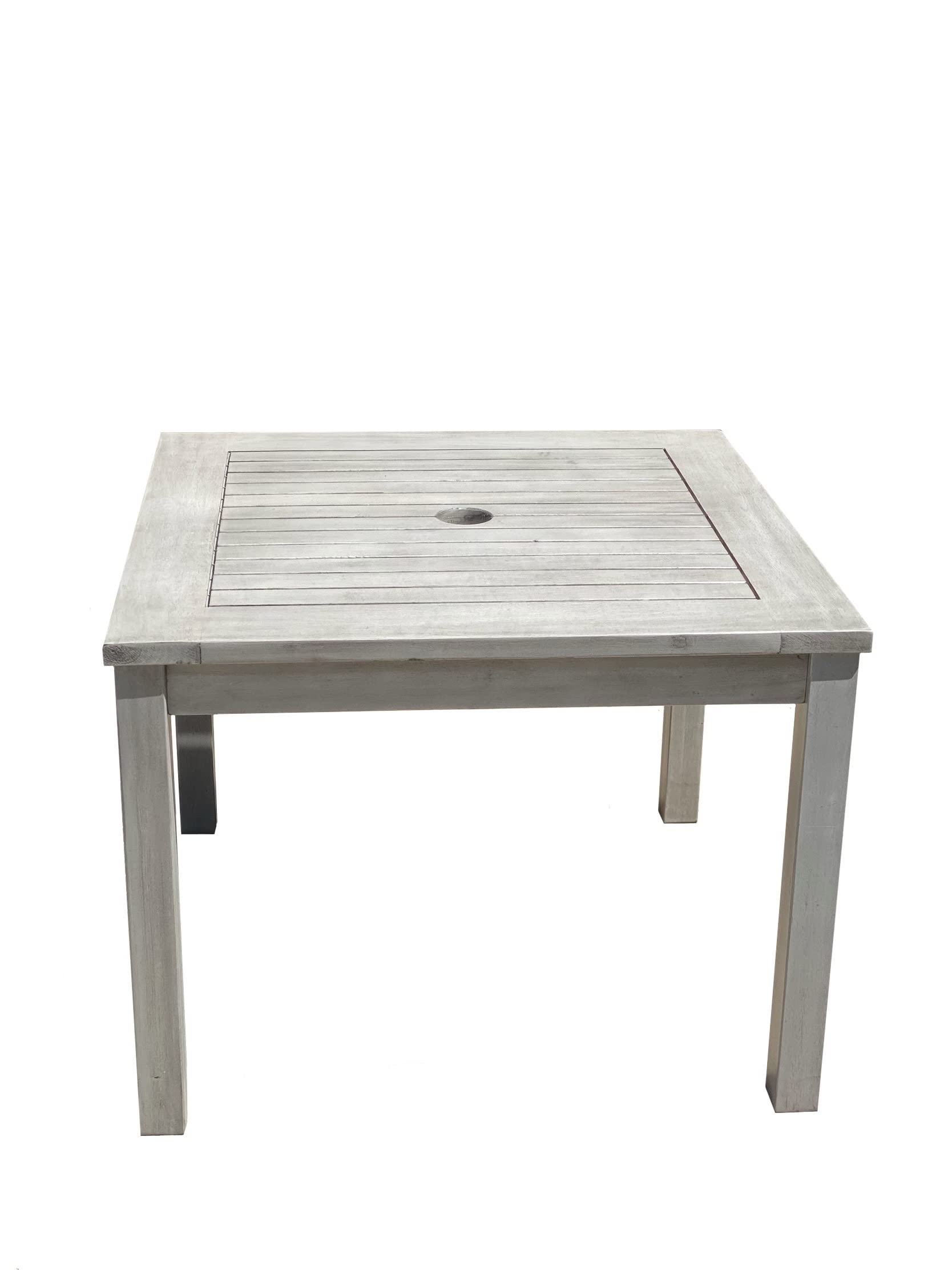TisYourSeason Outdoor Wood Side Table - 24 Inch Round Patio End Table with Umbrella Hole, Weather-Resistant Driftwood Gray Finish - Perfect for Poolside, Garden, Deck & Outdoor Living Spaces
