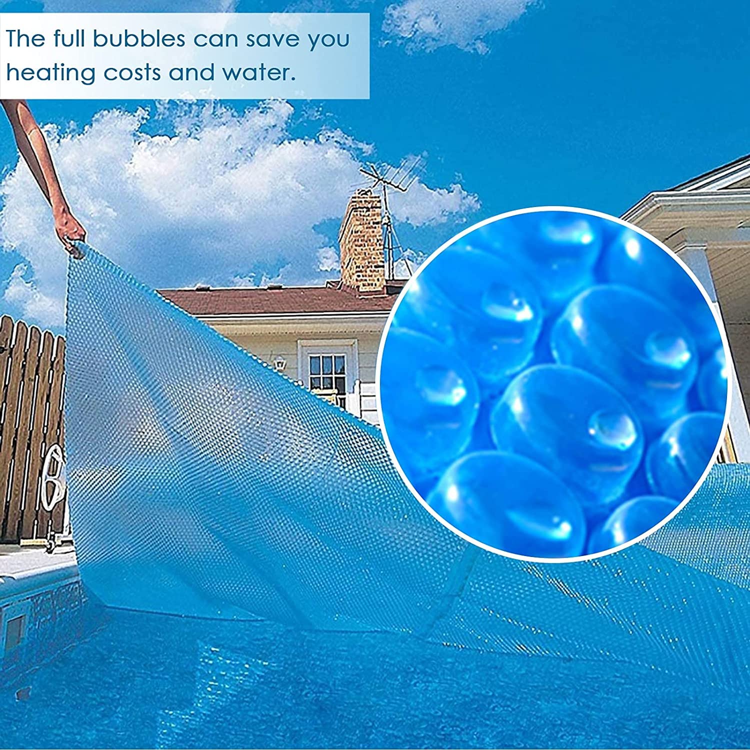 Heavy Duty Rectangular Solar Tarpaulin - 400x460cm (13ftx15ft) Blue Heat Insulation Film Blanket for Hot Tub & Swimming Pool Protection | UV Resistant, Weatherproof Cover for Outdoor Use, Spa Maintenance, Winter Pool Covers