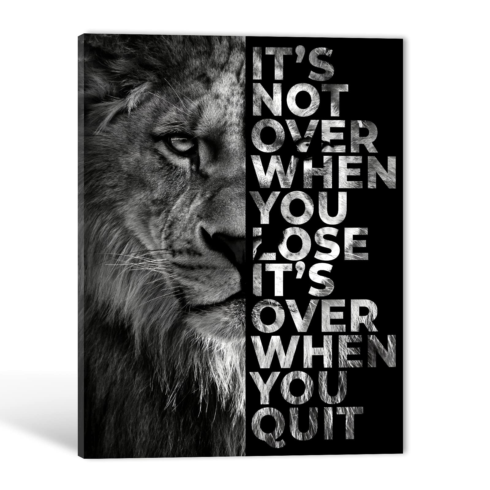 Inspirational Canvas Wall Art with Motivational Quotes - Lion Framed Artwork for Home & Office Decor (32x48 Inches) - Perfect for Living Room, Bedroom, Study or Workspace